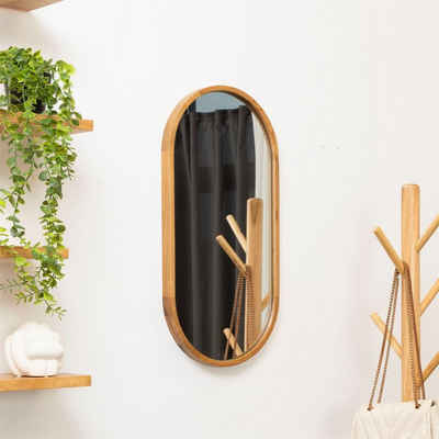 Terra Home Wandspiegel Eiche Spiegel Oval Landa 30x60 cm Holzspiegel (braun), Badezimmerspiegel Flurspiegel