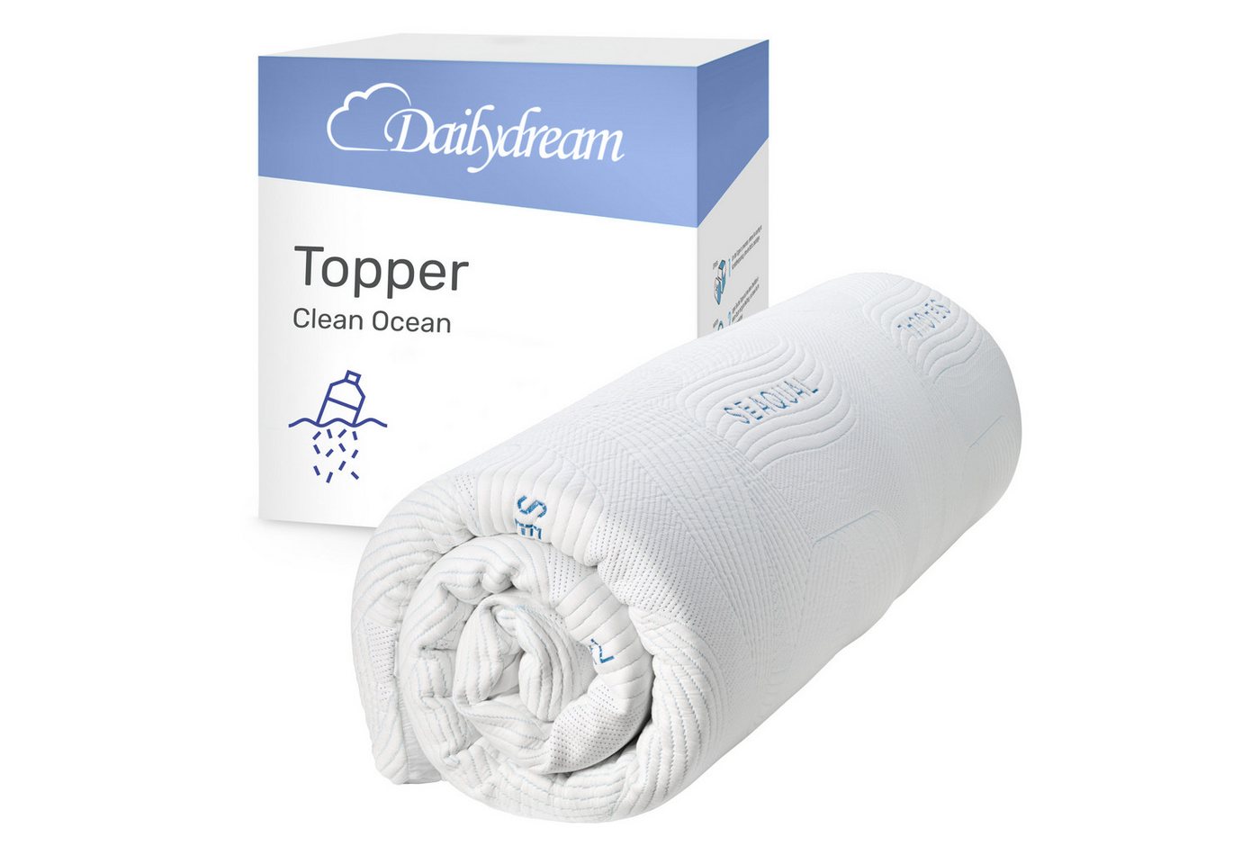 Dailydream, Topper, Matratzentopper, Viscoschaum, Memory Foam, rutschfest, H1/2, (Ocean Clean Edition), wertet harte Matratzen auf und bietet einen erholsameren Schlaf