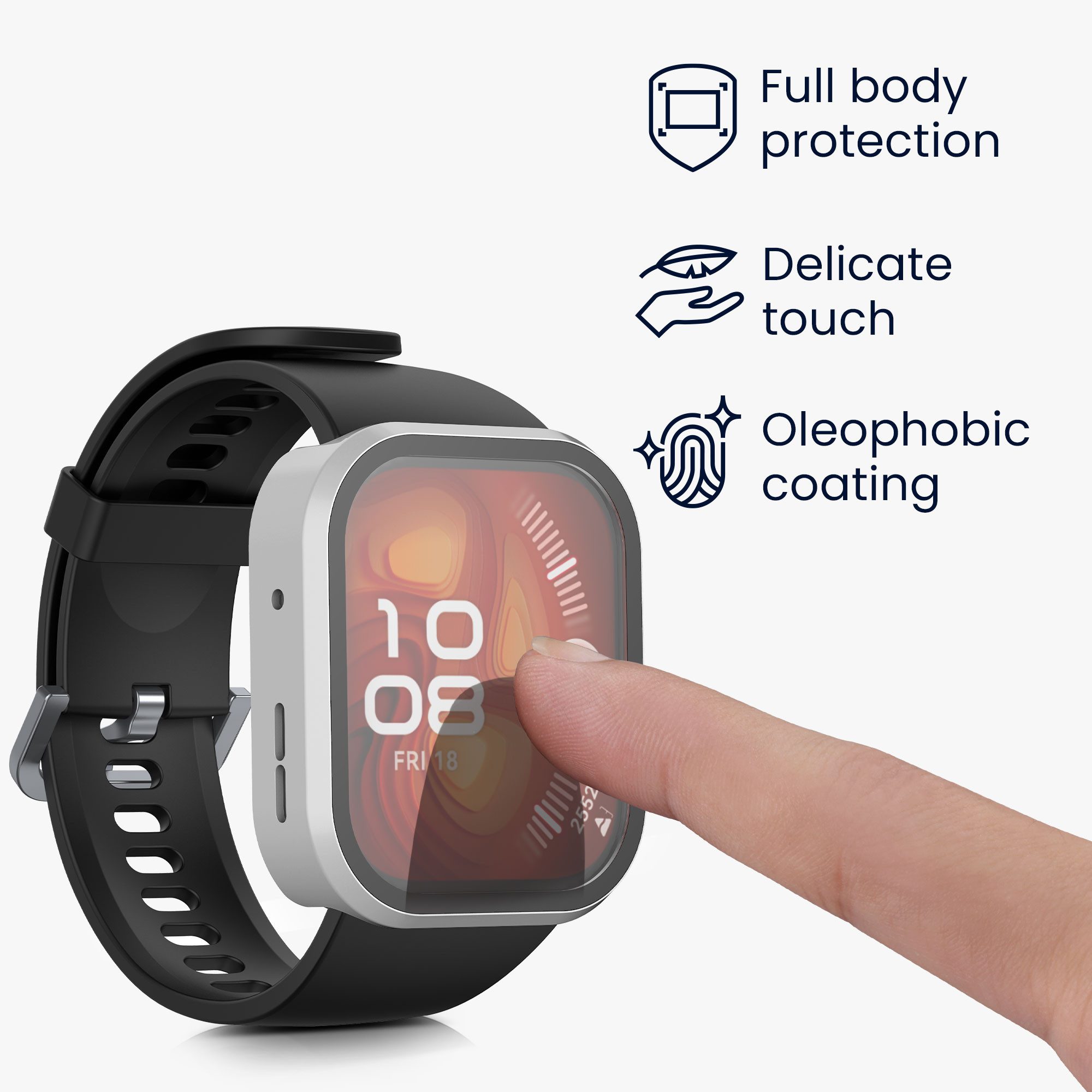kwmobile 2x Glas Hülle für Huawei Watch Fit 4 Pro Smartwatch, 2-tlg., Schutzhülle Fullbody Fitnesstracker Case Set aus Glas
