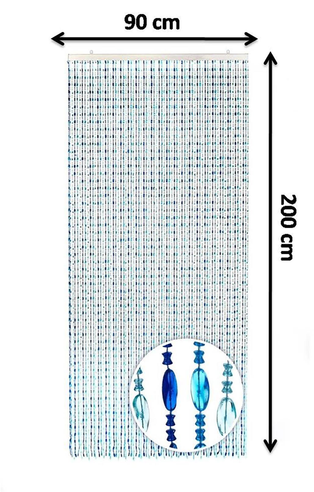 Türvorhang Perlenvorhang Kunststoff St), Ösen transparent 90x200cm, blau OCEAN (1 aus Kobolo
