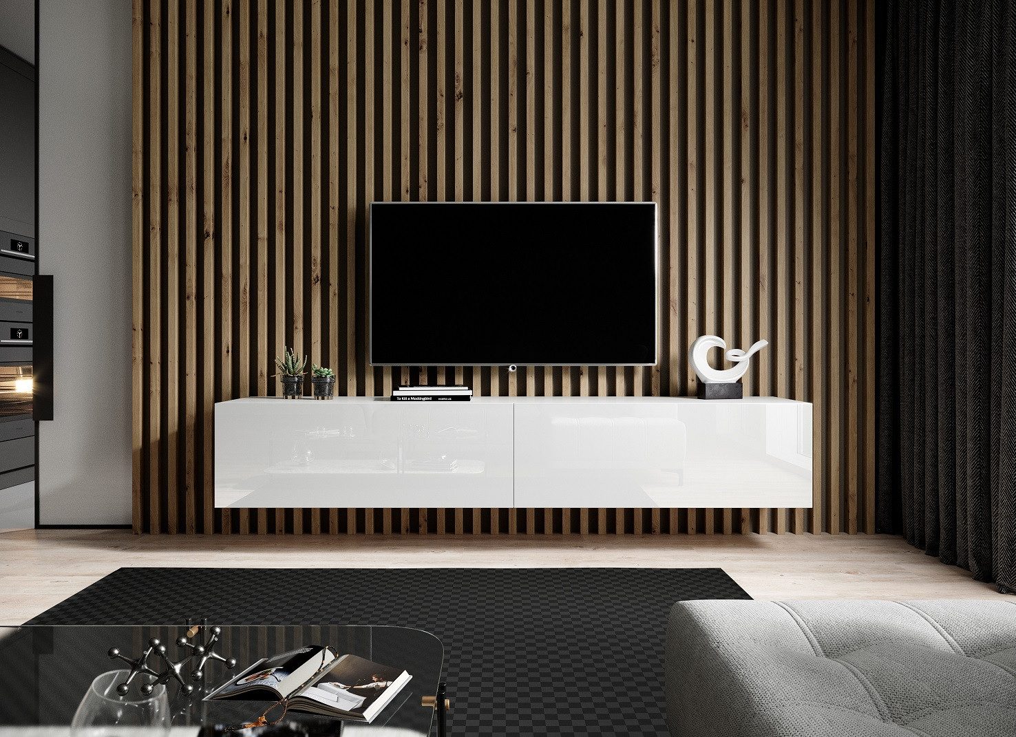 Mebano Wandpaneel Wandpaneel Akustikpaneel Holzstruktur Holzimitation 275 x 3,8 x 3cm, (Farbe: Eiche, Nussbaum, WENGE, Weiß halbmatt, Schwarzes Holz, INDIGO BLUE, 6-tlg., Sehr hochwertige Lamellen)