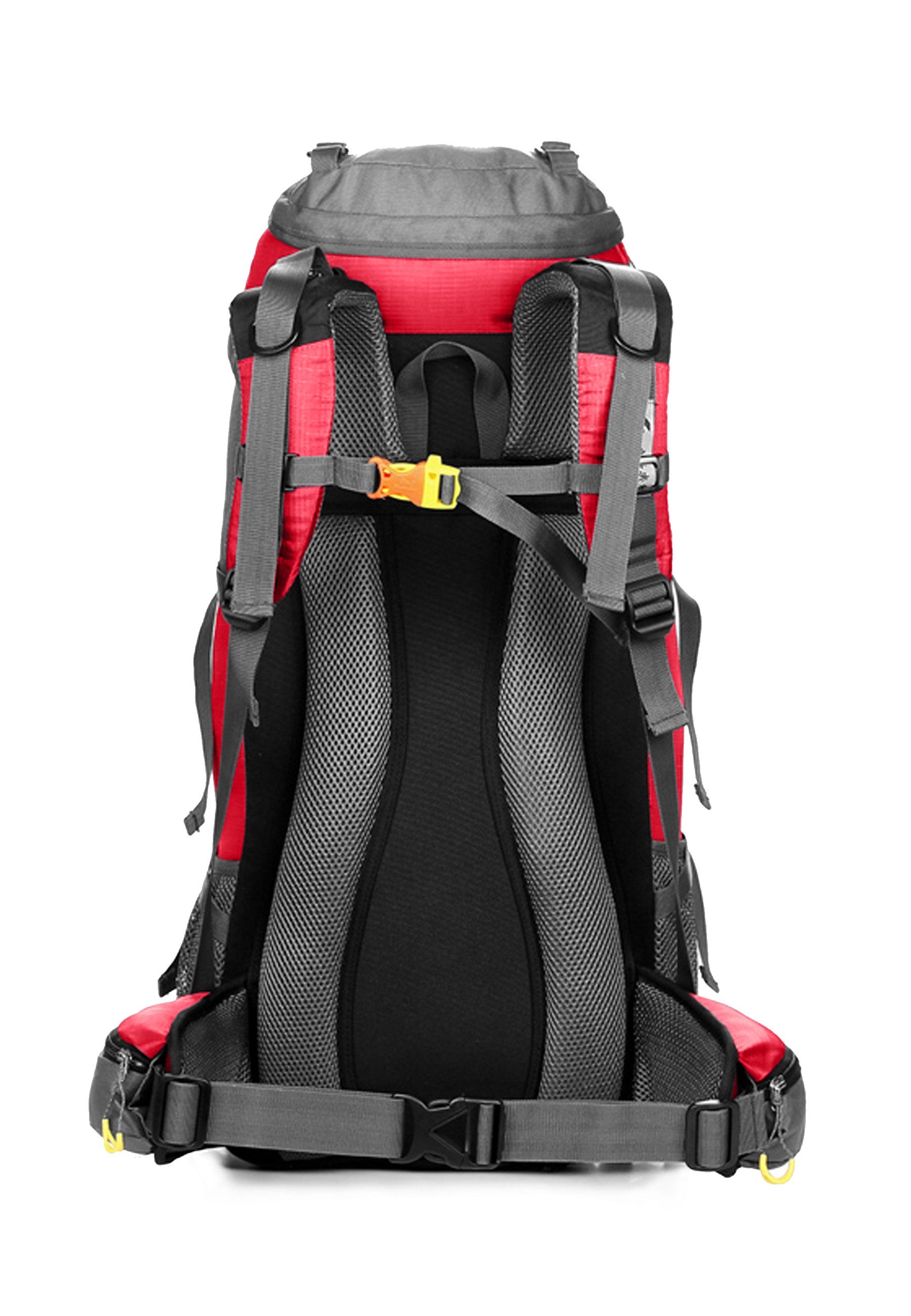 RAIKOU Wanderrucksack 50L Trekkingrucksack Wasserdicht, Reisetasche Ultralight (Regenhülle, Hüftgurt mit praktischen Taschen), Atmungsaktives Tragesystem
