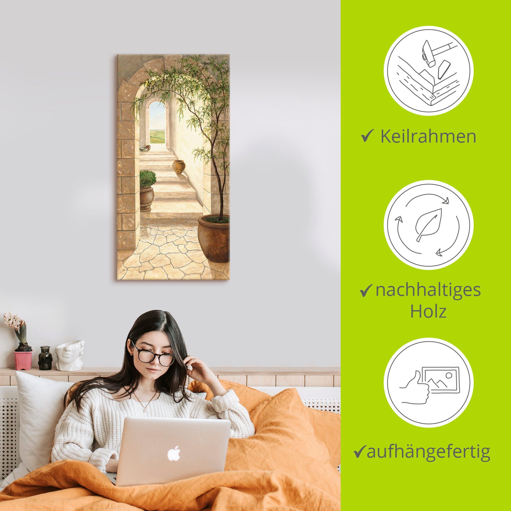 Artland Wandbild Toskanischer Durchgang, Fenster & Türen (1 St), als Alubild, Leinwandbild, Poster, Wandaufkleber in verschied. Größen – Bild 5 von 5