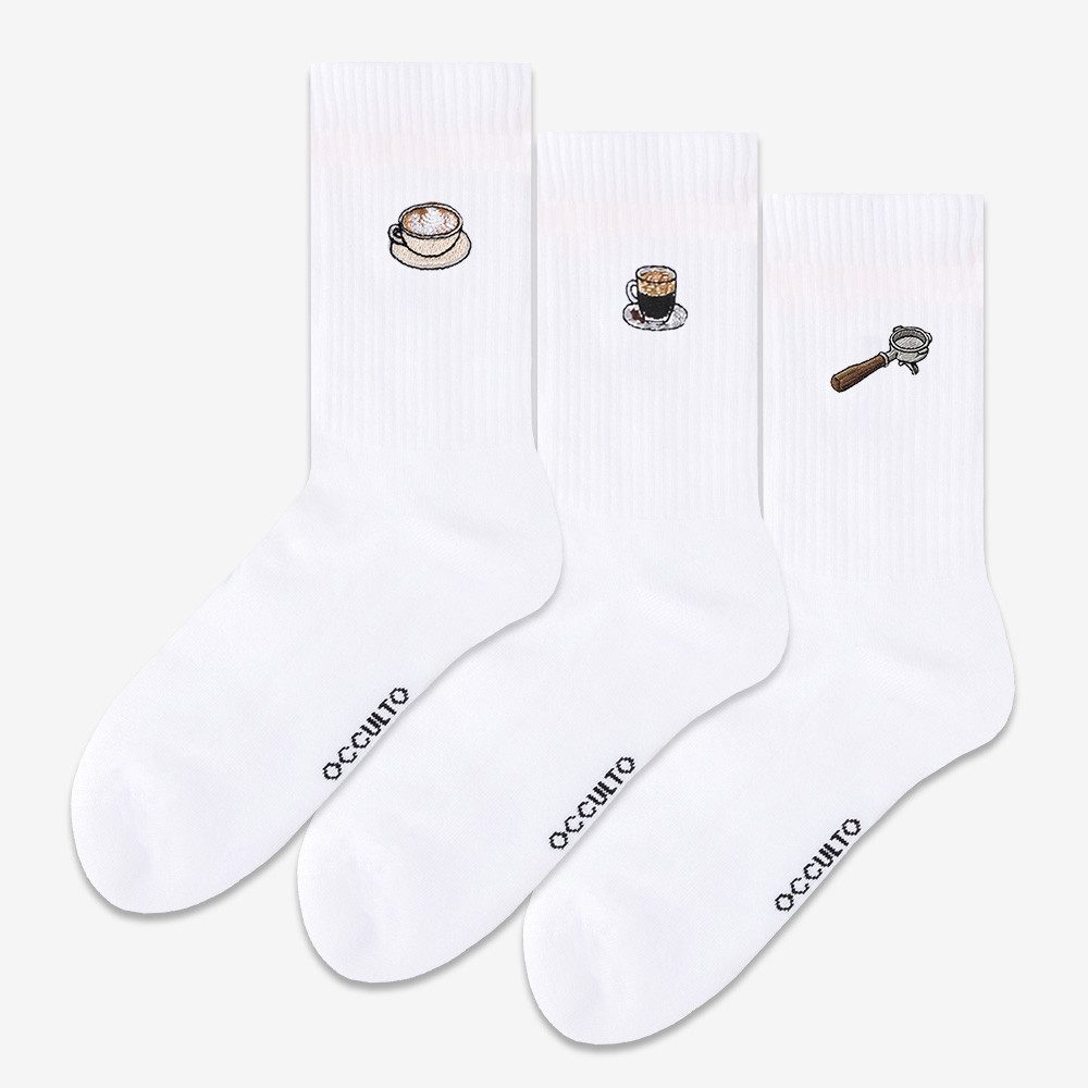 OCCULTO Basicsocken Damen & Herren Motiv Tennissocken 3er Pack (Modell: Robin) (3-Paar)