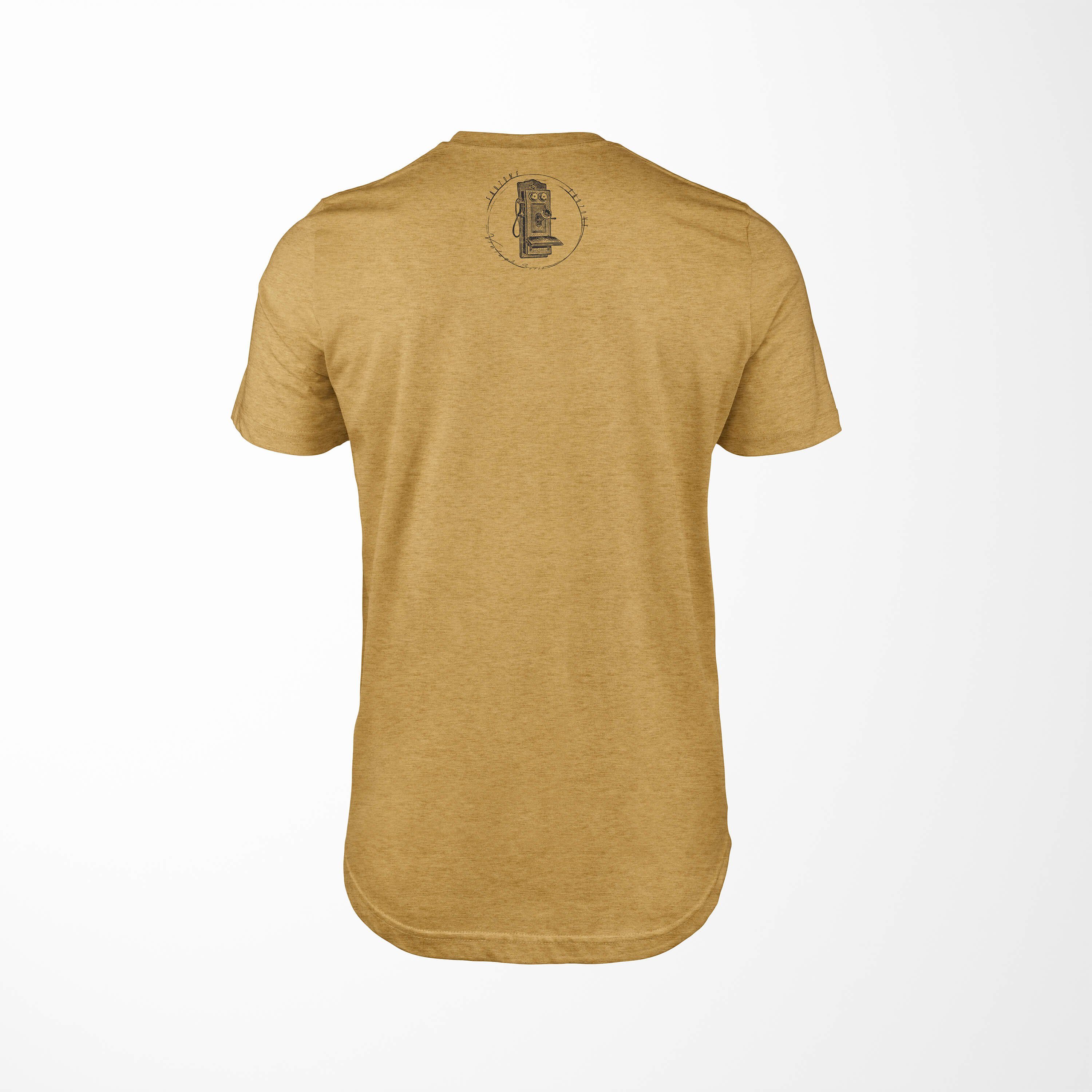 Vintage T-Shirt Antique Sinus Art T-Shirt Herren Telefonkasten Gold