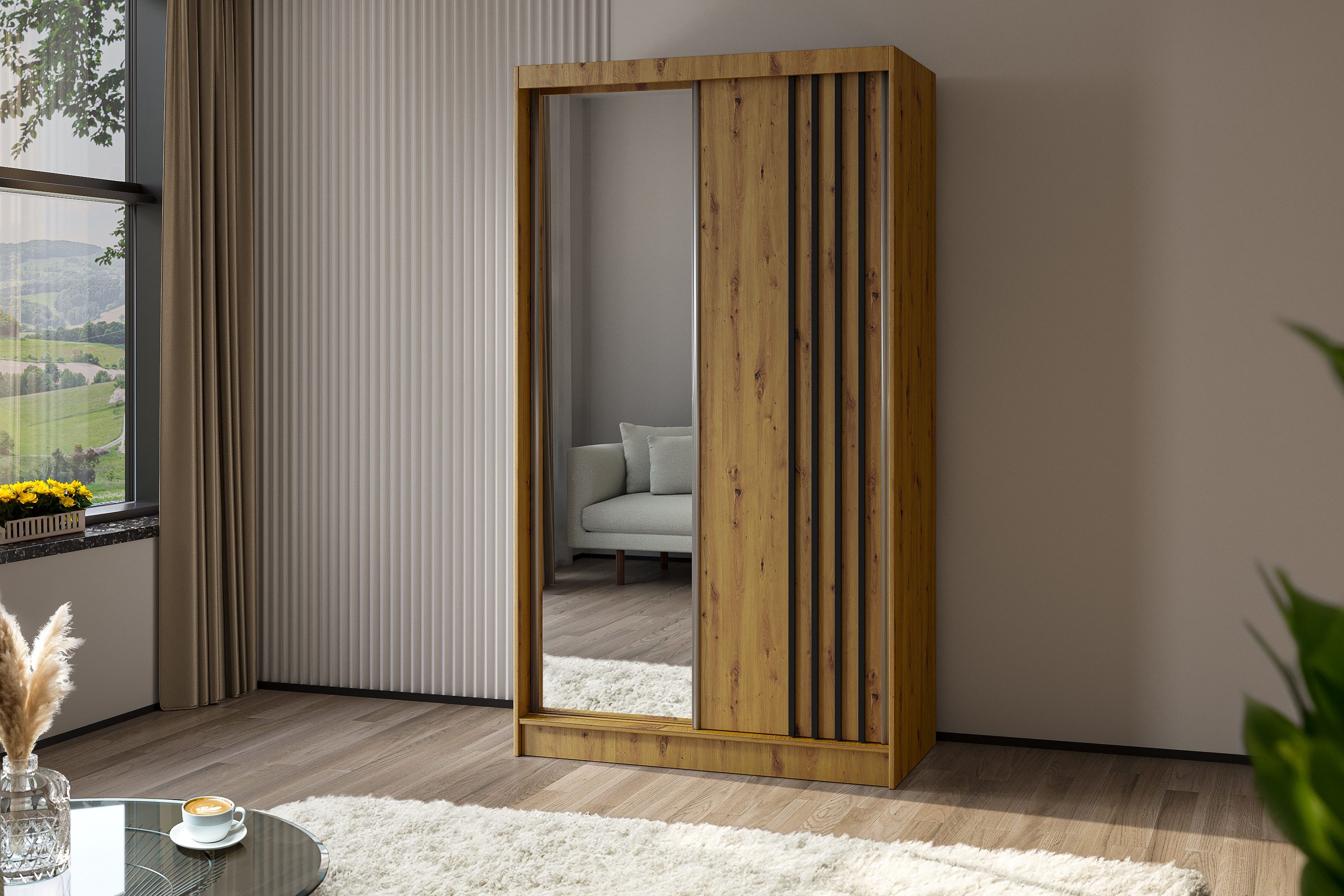 Beautysofa Schiebetürenschrank NELA II mit Spiegel, günstig online kaufen