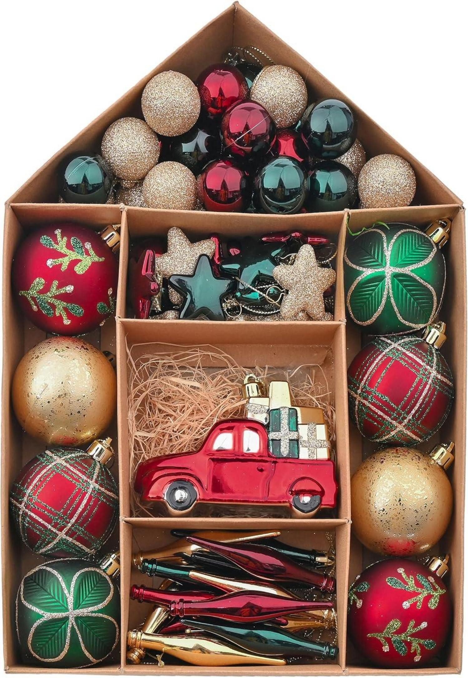 Baumbehang Christbaumkugeln 70tlg. Kunststoff Set Weihnachtsdeko Ornament