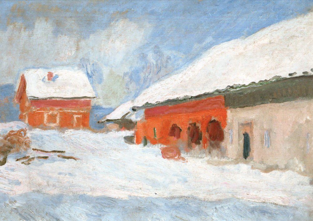"Die roten Postkarte Kunstkarte Monet Häuser Björnegaard" in Claude
