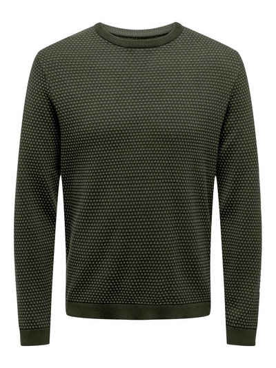 ONLY & SONS В'язані светри Lässiger Пуловери Feinstrick Design Sweater ONSTAPA 6715 in Grün
