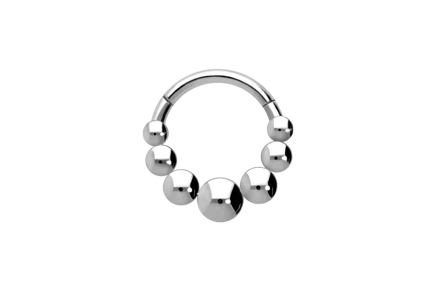 Piercing-Set Chirurgenstahl Segmentring Clicker 7 FLACHE KUGELN