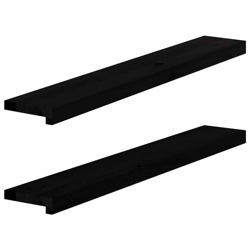 vidaXL Fensterbank Fensterbänke 2 Stk Dunkelbraun 100x15x2 cm Massivholz Eiche