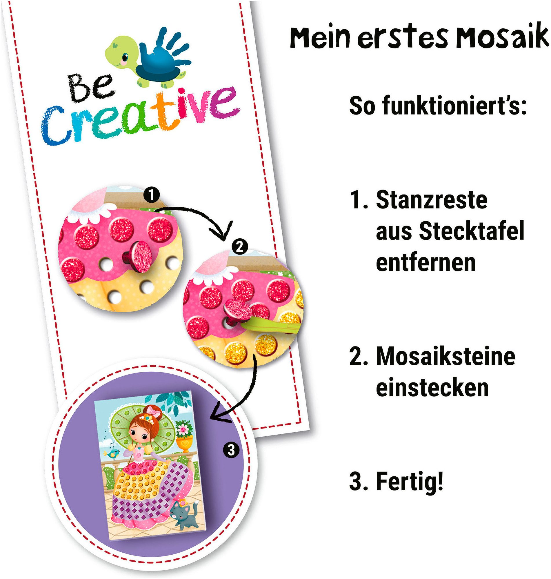 Ravensburger Kreativset BeCreative Midi, Bastelset DIY Mosaik Prinzessinnen, Made in Europe