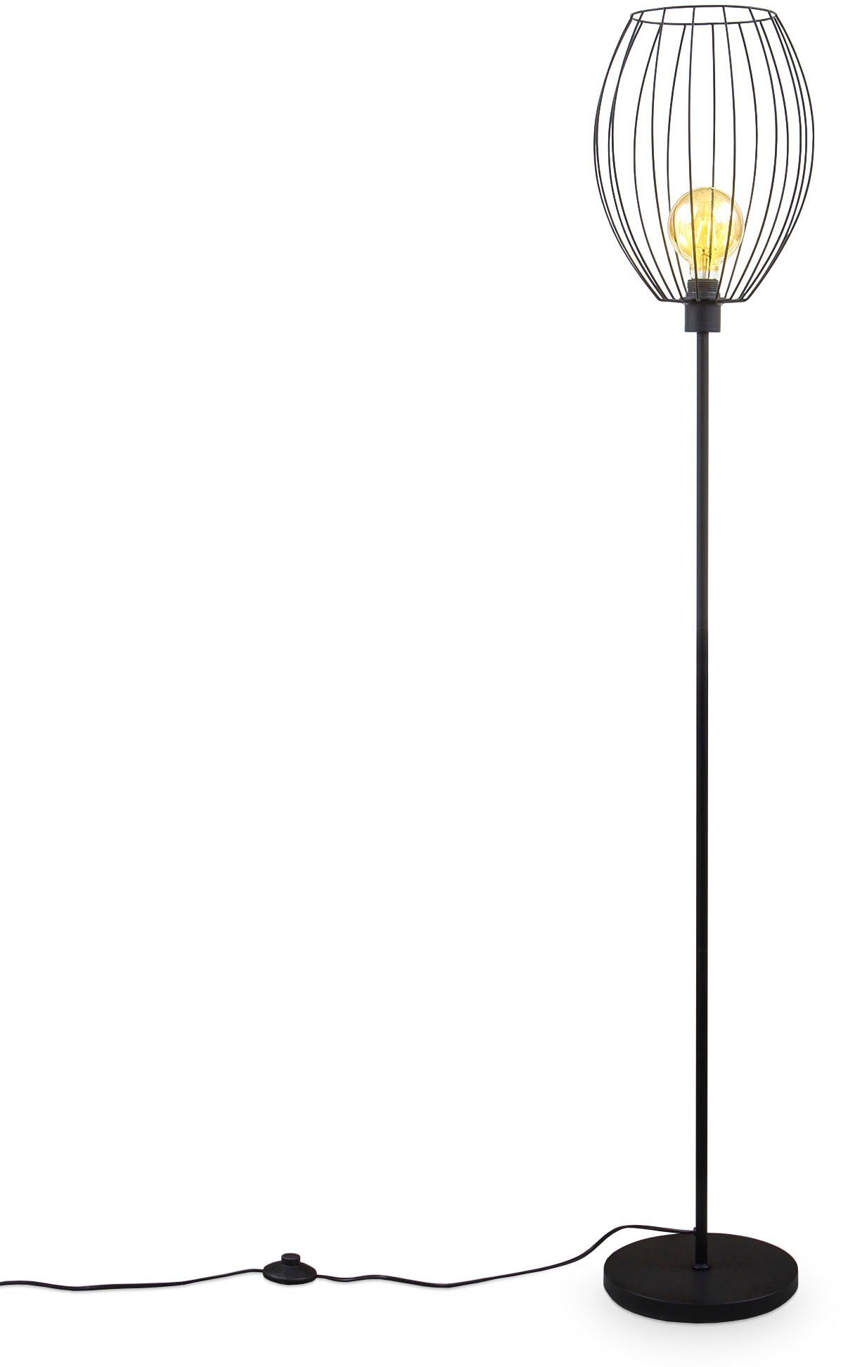 E27-Fassung, Schwarz, Metall-Stehleuchte, BK_ST1459 Stehlampe ohne Leuchtmittel 1-flammig, Leuchtmittel, B.K.Licht ohne