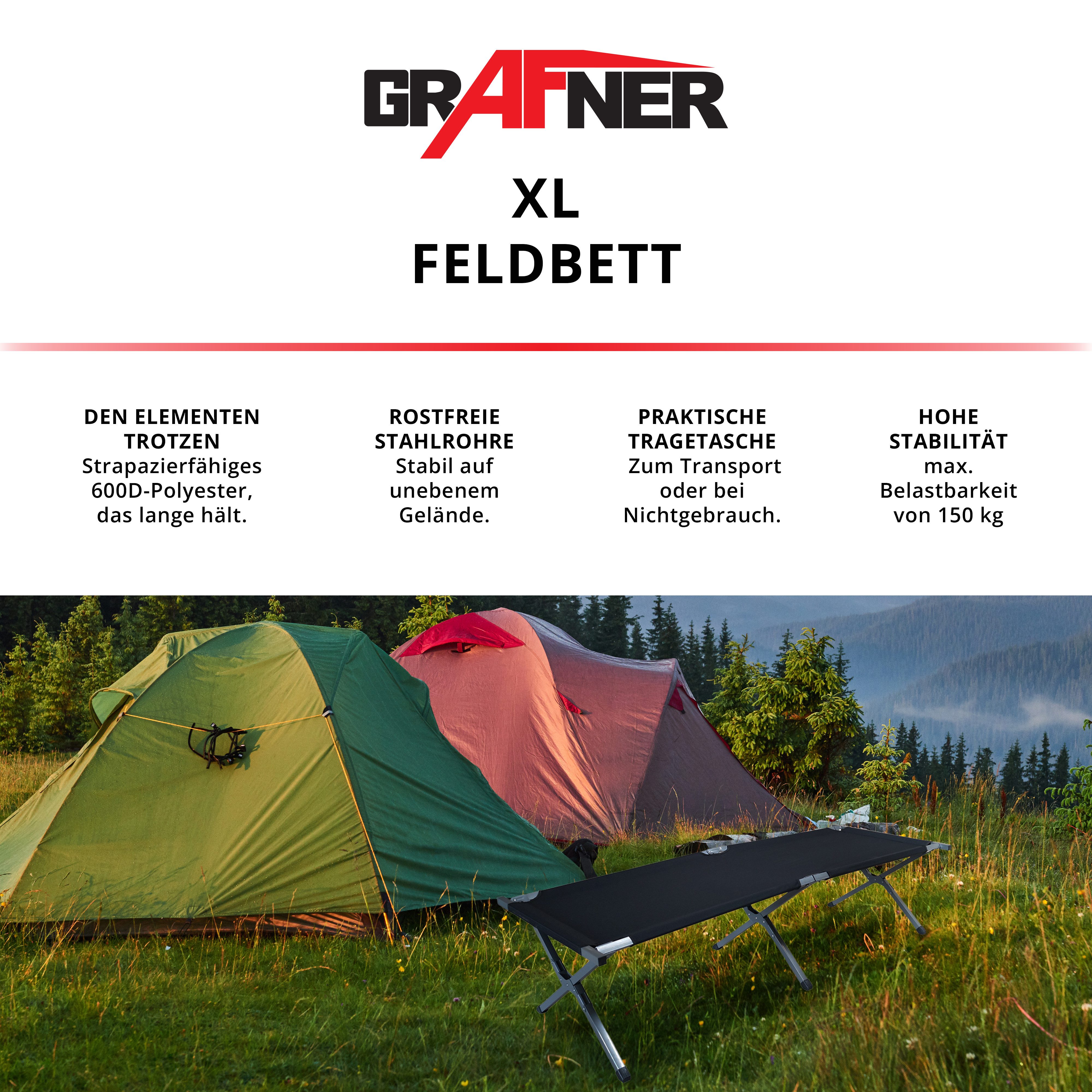 Grafner Feldbett Feldbett klappbar Campingbett klappbar Tragetasche 190cm s günstig online kaufen