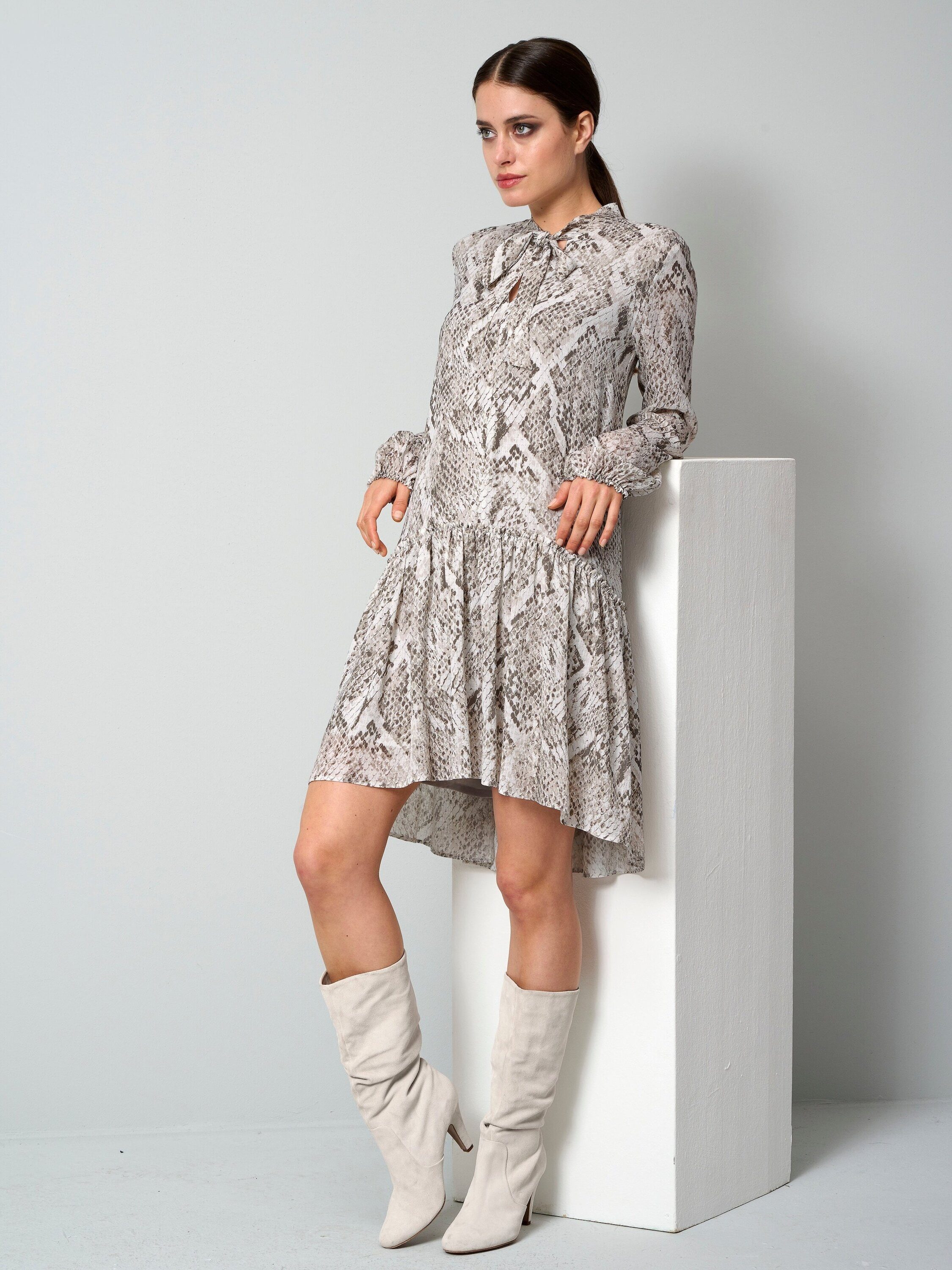 Alba Moda Druckkleid Druckkleid mit V-Ausschnitt und Schluppe