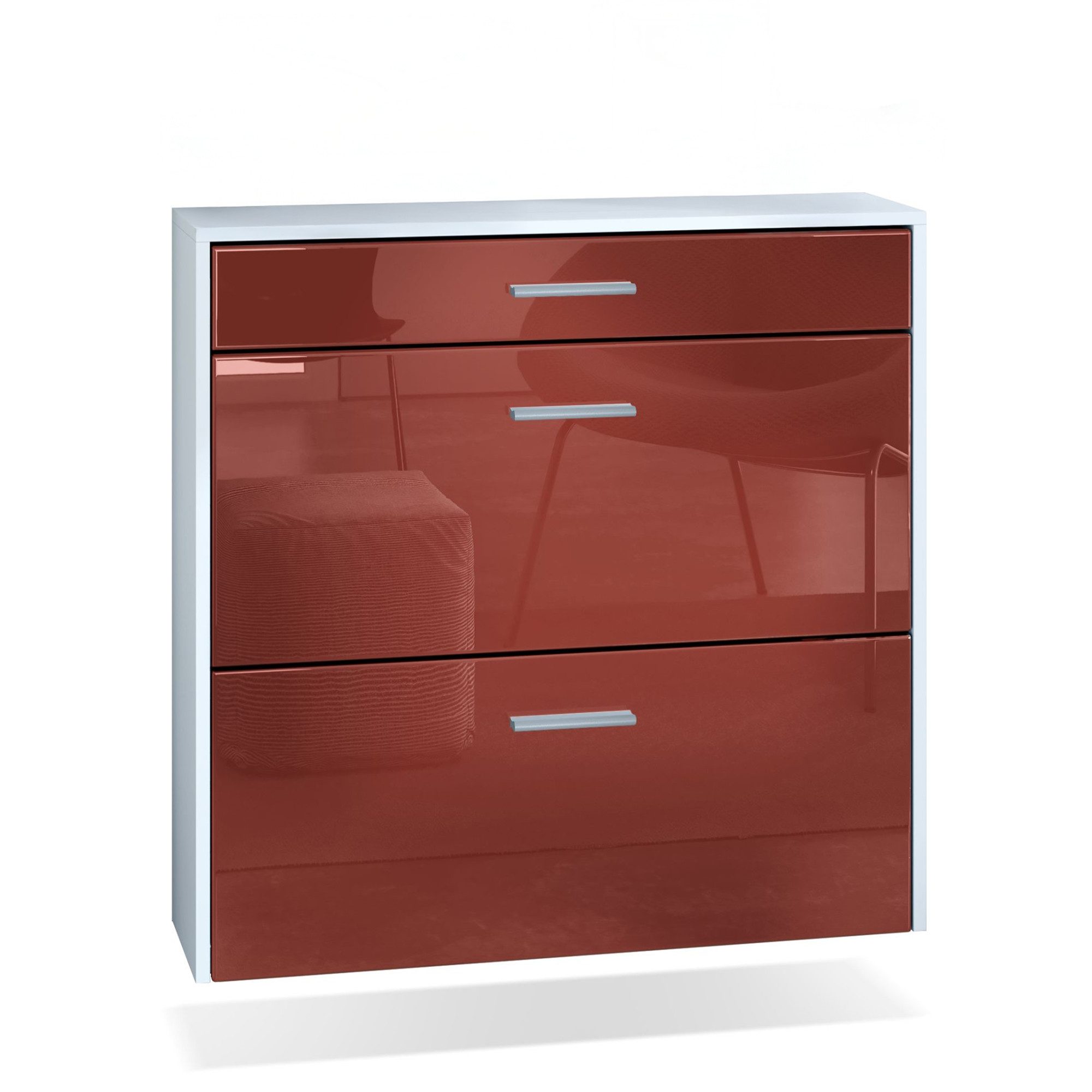 InnoFurn Schuhschrank Roma Air Schuhkipper (hängender Schuhkipper, Weiß matt (89 x 87 x 23 cm) Platzsparender Schuhkipper Flurschrank für Diele Flur Garderobe