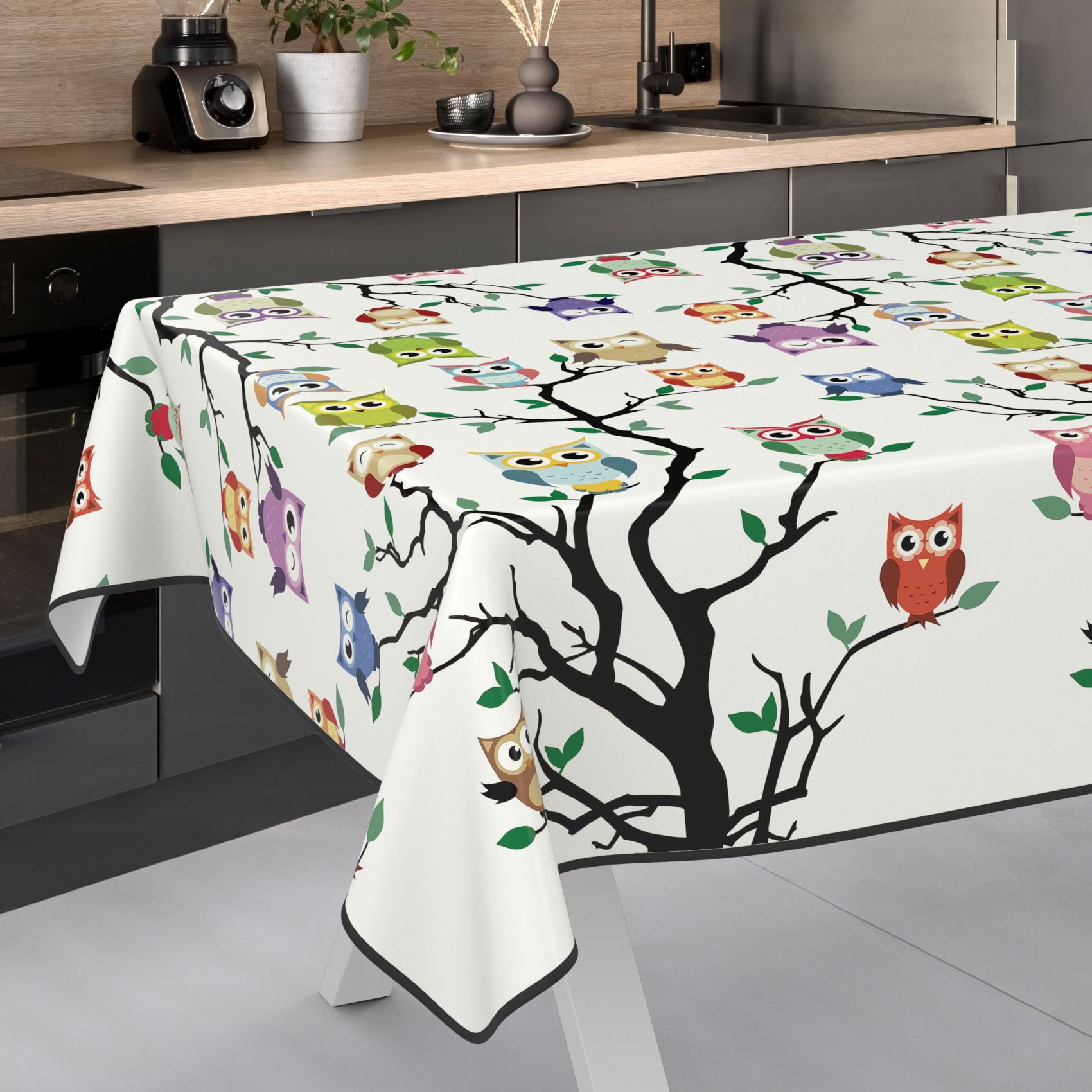 ANRO Tischdecke Wachstuch abwaschbar Eulen Tischwäsche günstig online kaufen
