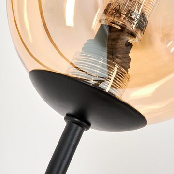 hofstein Stehlampe Stehlampe aus Metall/Glas in Schwarz/Bernsteinfarben/Klar, ohne Leuchtmittel, Leuchte mit Glasschirmen (10cm), dimmbar, 3xG9, ohne Leuchtmittel