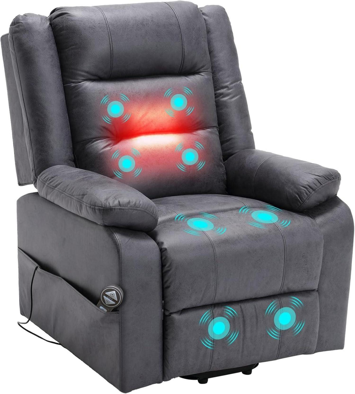 Polsterstuhl Elektrischer Massagesessel mit Aufstehhilfe, Wärmefunktion und