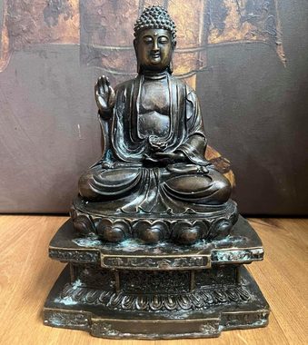 Asien LifeStyle Buddhafigur Buddha Figur Bronze Skulptur Schutzgeste 26,5cm