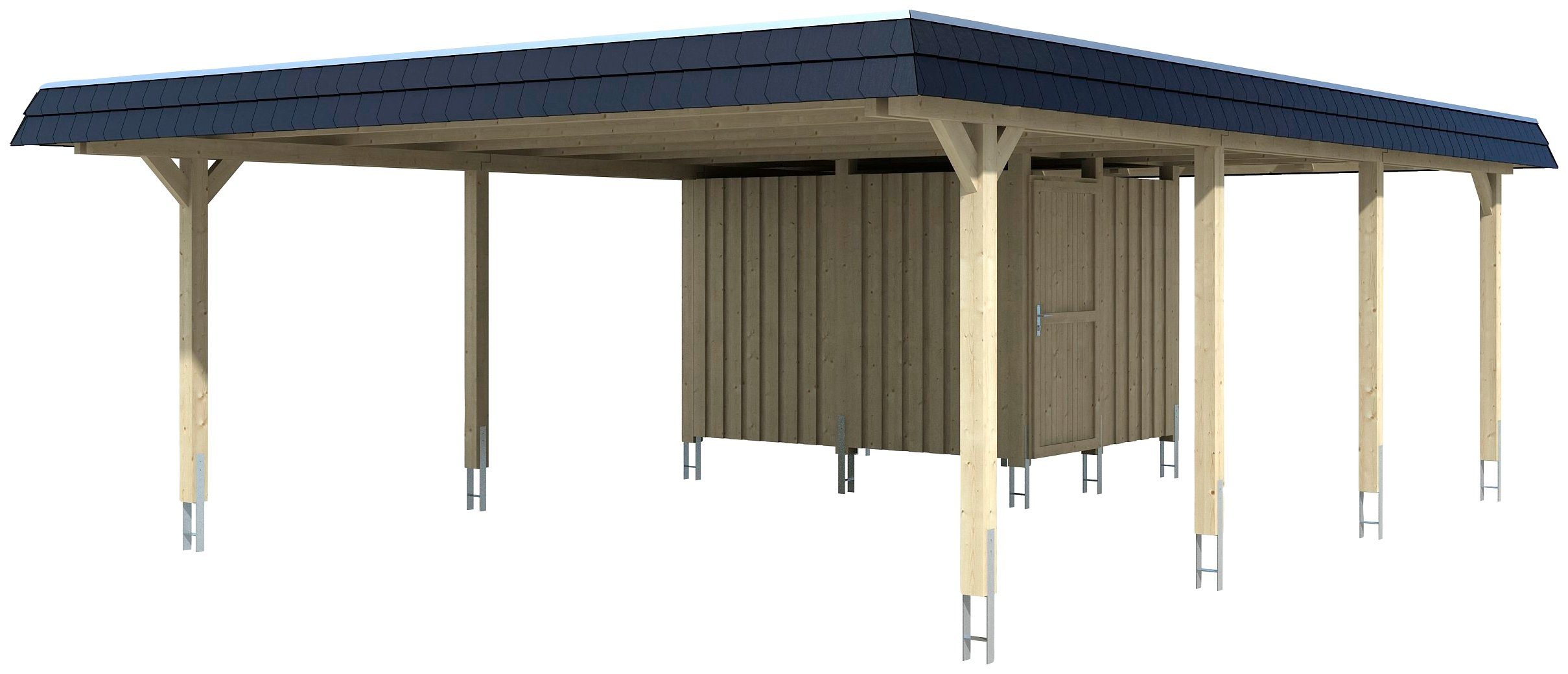 Skanholz Doppelcarport Wendland, natur BxT: cm, Einfahrtshöhe 630x879 cm 216