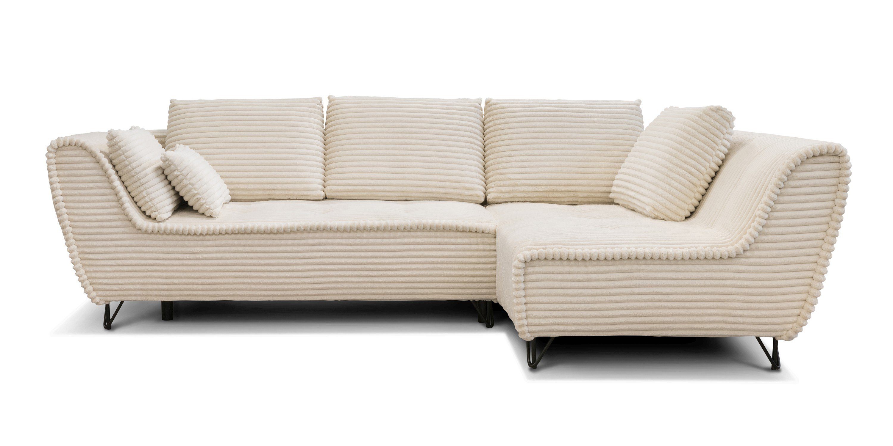 Möbel für Dich Ecksofa Cord Polsterecke Faleria mit Schlaffunktion und Bettkasten, Cordbezug