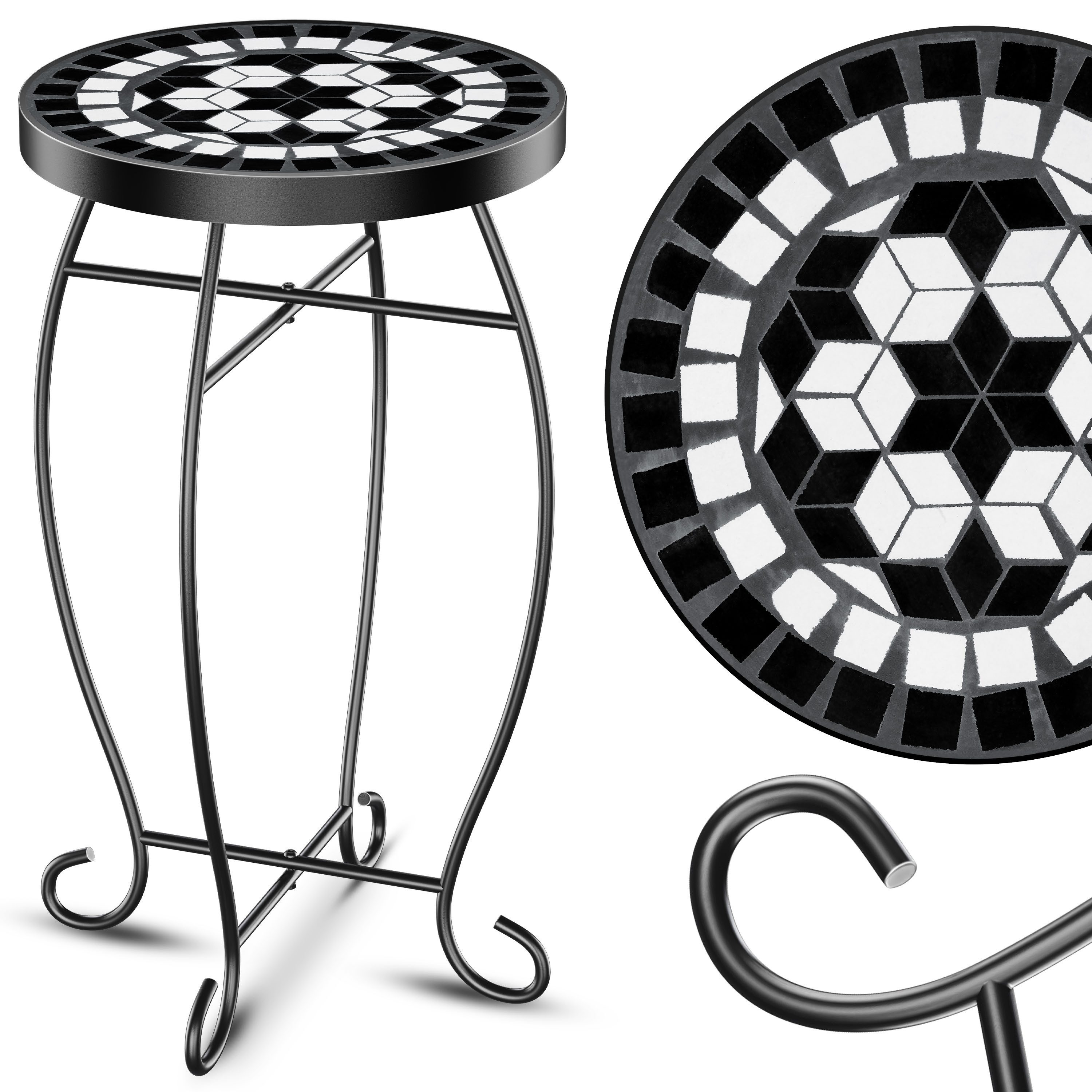 KESSER Beistelltisch, Mosaik-Platte & Metall-Gestell Bistrotisch Gartentisch Blumenhocker