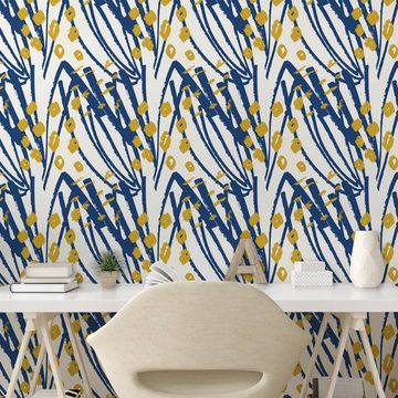 Abakuhaus Vinyltapete selbstklebendes Wohnzimmer Küchenakzent, Senf Modern Doodles Spots-Layout