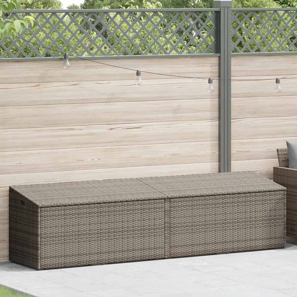 vidaXL Auflagenbox 220 x 50 x 58 cm Garten-Auflagenbox Grau 220x50x58 cm Polyrattan