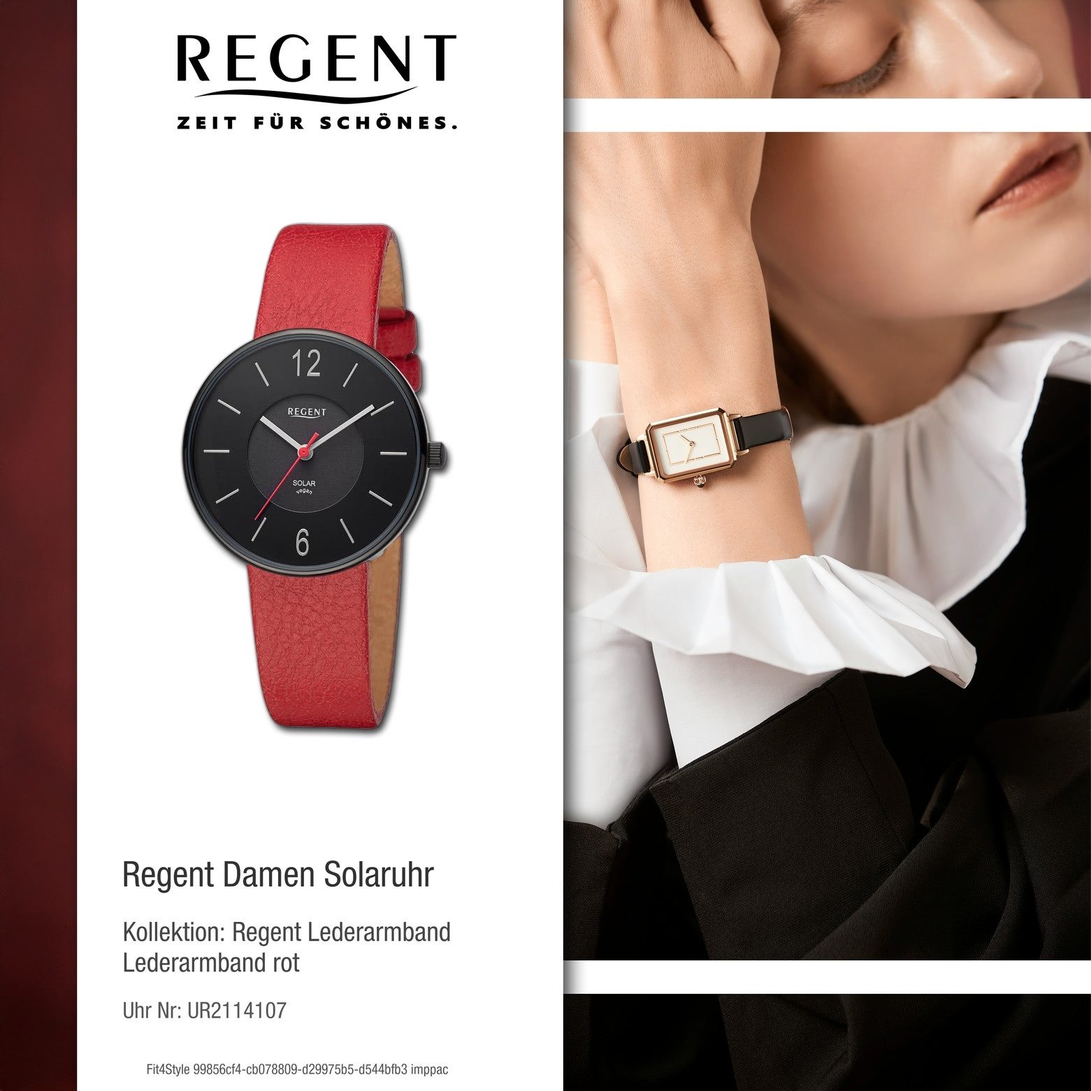 Regent Solaruhr Regent Damen Solaruhr Analog, (Solaruhr), Damen Solaruhr rund, extra groß (ca. 33mm), Lederarmband