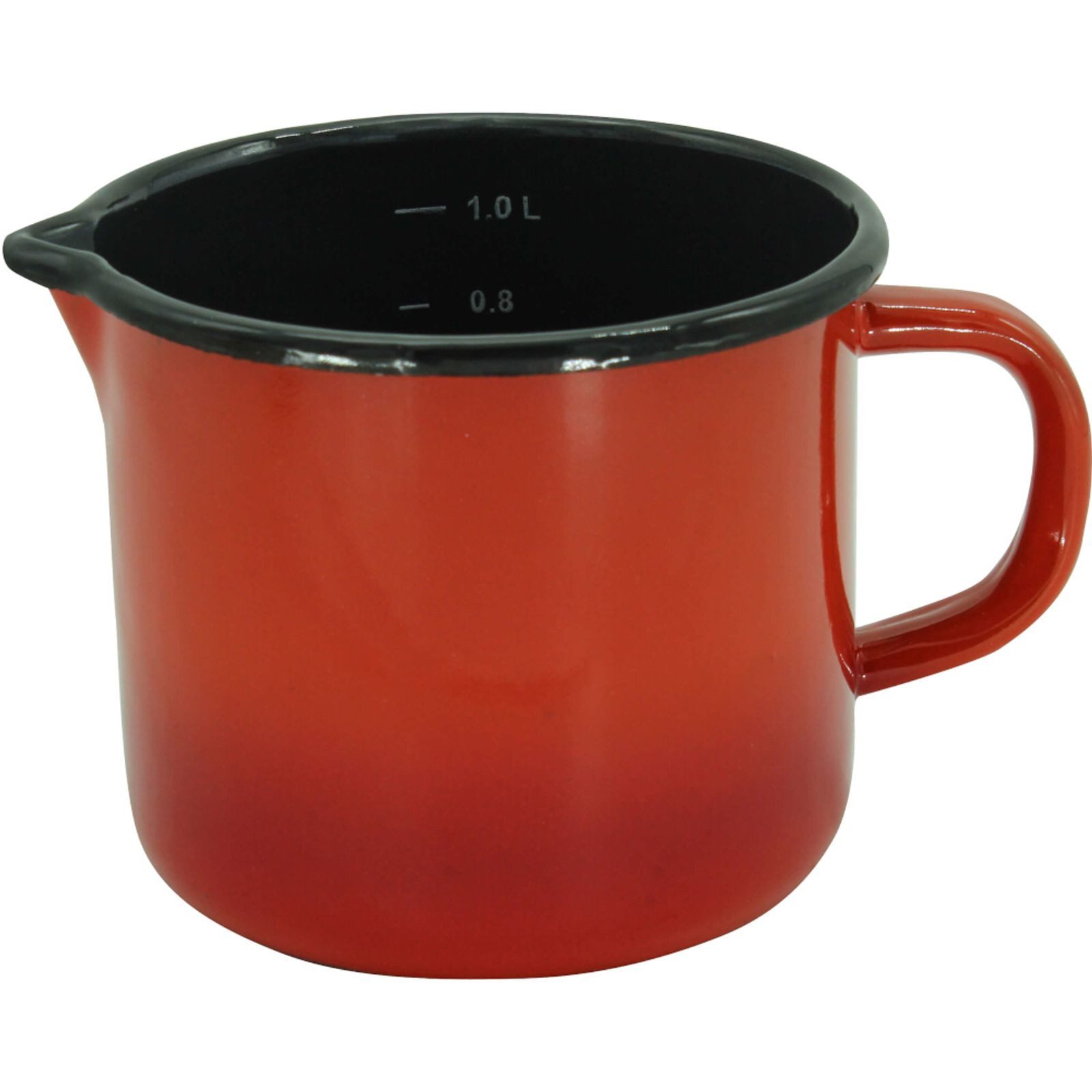 Karl Krüger Milchtopf Milchtopf Rom 12 cm Emaille rot 1,0 L, Emaille