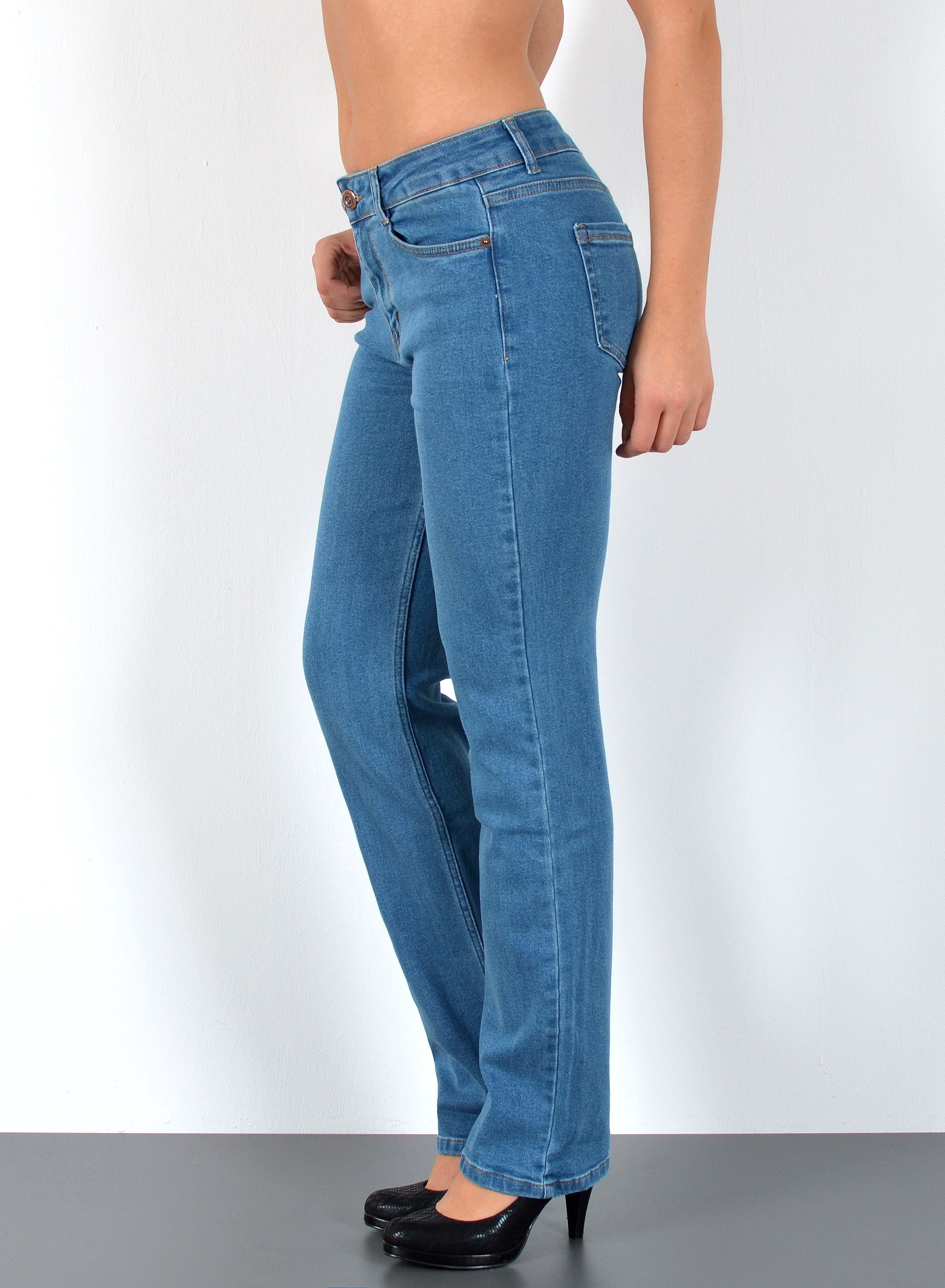 ESRA Straight-Jeans Damen Jeans Gerade hohe Leibhöhe Stretch-Jeans Damen Re günstig online kaufen