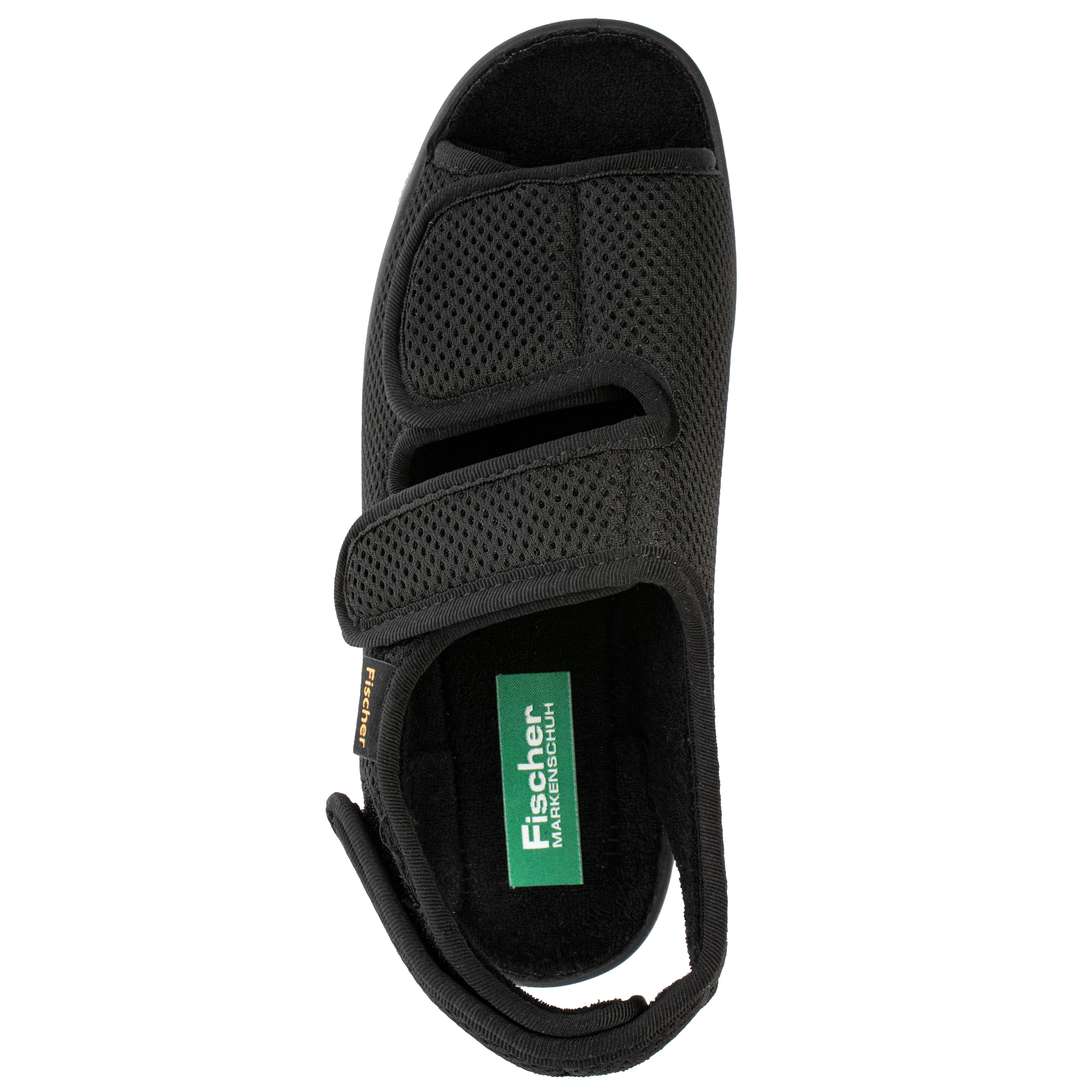 Fischer-Markenschuh Ortho Hausschuh aus Mesh, 3 Klettverschlüsse, Weite K, Frotteefutter
