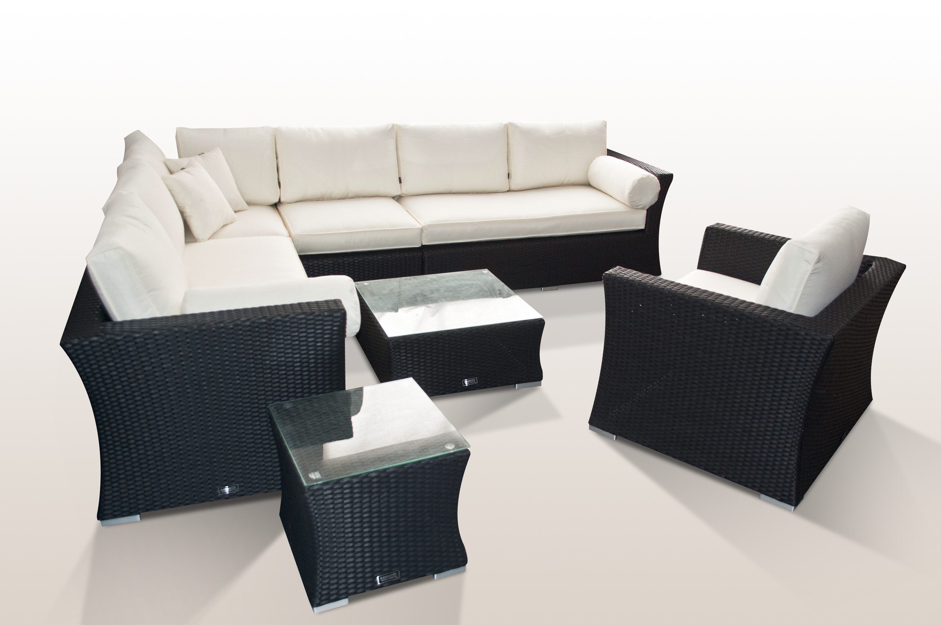 Ragnarök Möbel-Design Gartenlounge-Set Wotan, (Set, Ecklounge, Alu, Polyrattan), Ecksofa bestehend aus 4 einzelenen Elementen, extra breite Armlehnen