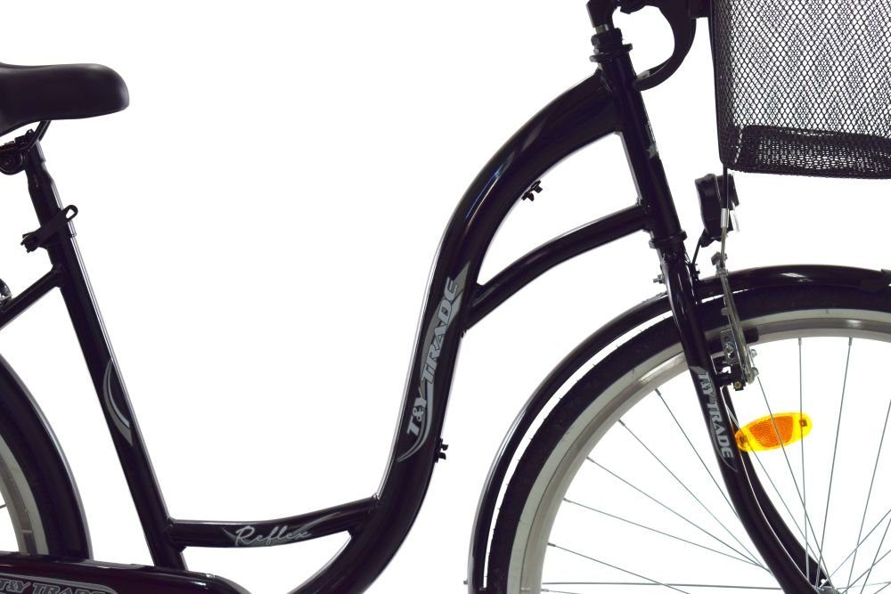 T&Y Trade City Bike 28 inch Children's Girls' City Bicycle Bike Road Traffic Regulations Reflective Black 1 Gear, 1 Speed, Coaster Brake, Luggage Rack, Lights, Kickstand, Basket