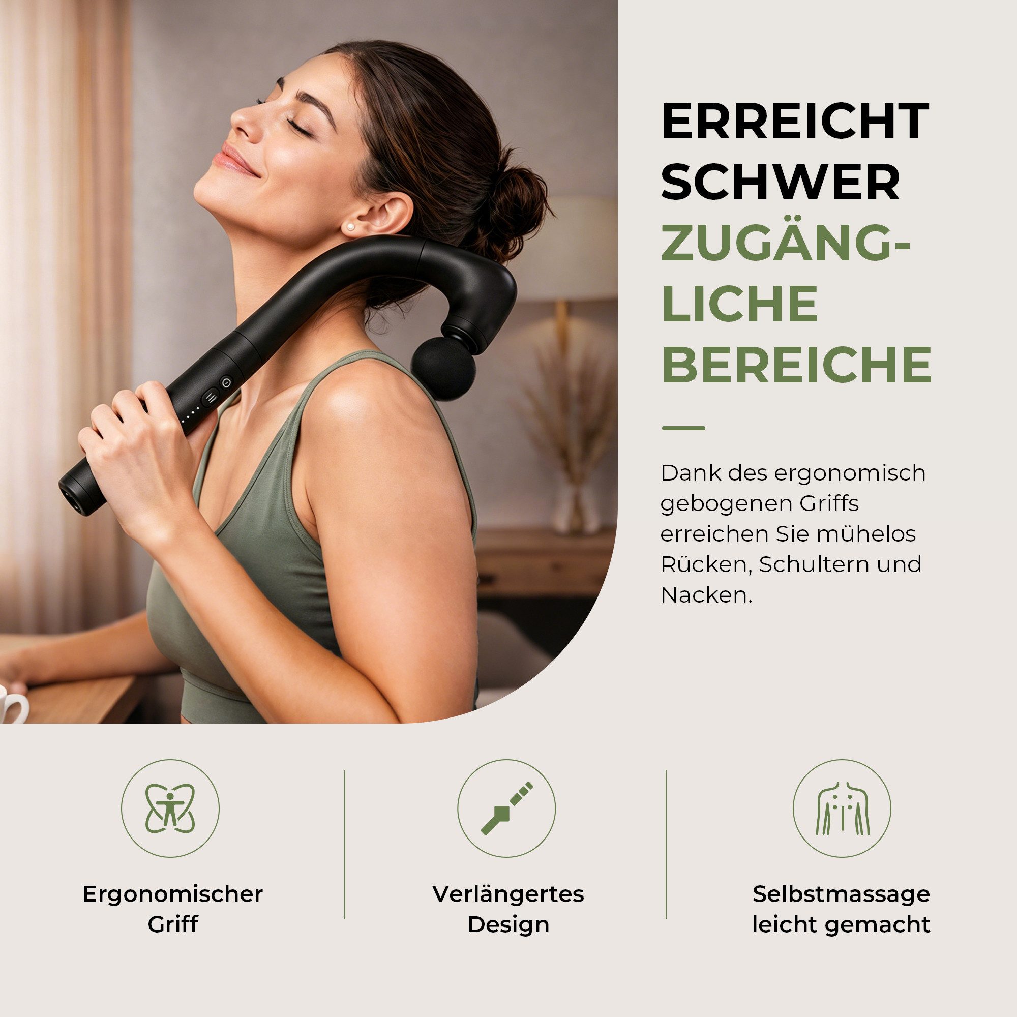 yesoul Massagepistole YESOUL MG19 Massagepistole – Intelligentes Druckfeedback, Standard: 100×50×250 mm; Verlängert: 210×50×400 mm, 5 Stufen, 4 Massageköpfe, intelligentes Druckfeedback