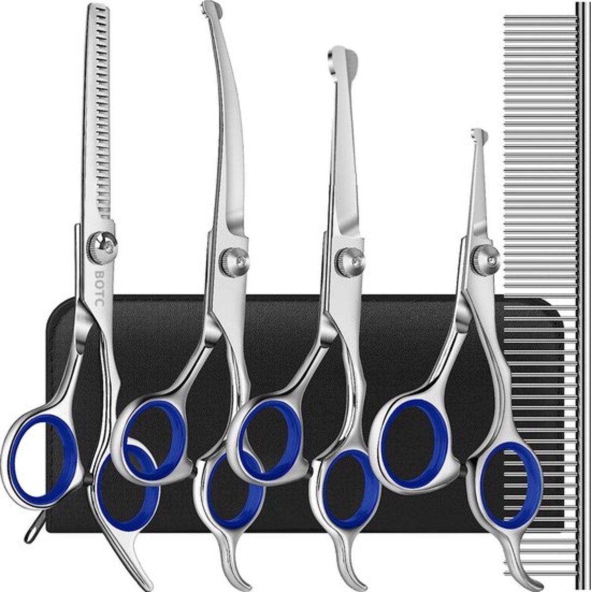 BOTC Haarschere Haarschere Pet Grooming Scissors Set 4 Stück Edelstahl Pet  Trimmer Kit, (Hundekatze Pflegen Schere Clippers Edelstahl), Haarschere Set  Extra scharfe Friseurschere präziser Schnitt