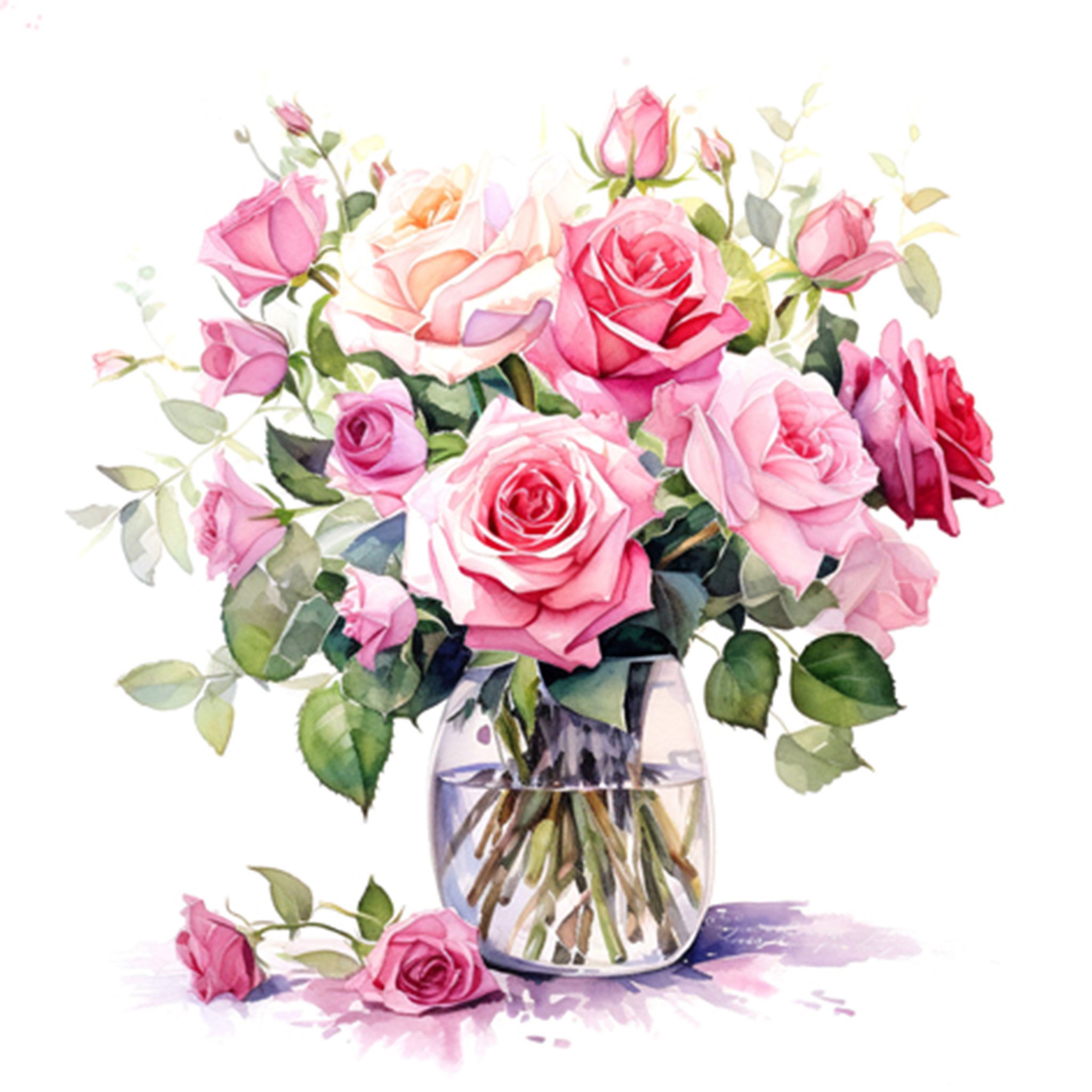 ti-flair Papierserviette, Servietten Papier 33x33cm 3-lagig Rosen in Vase Motiv 20 Stück