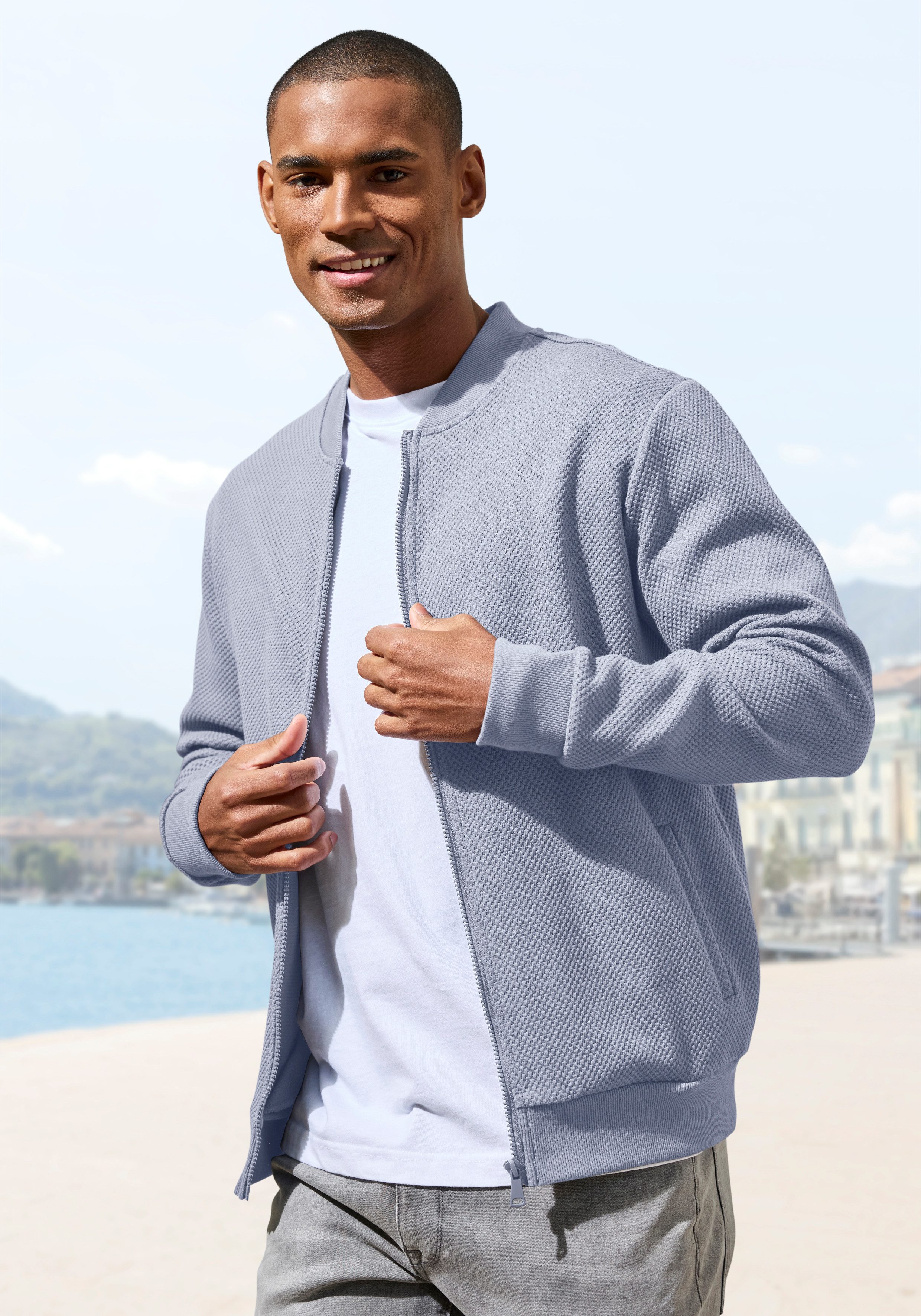 John Devin Sweatjacke aus Struktur-Qualität aus Struktur-Qualität günstig online kaufen