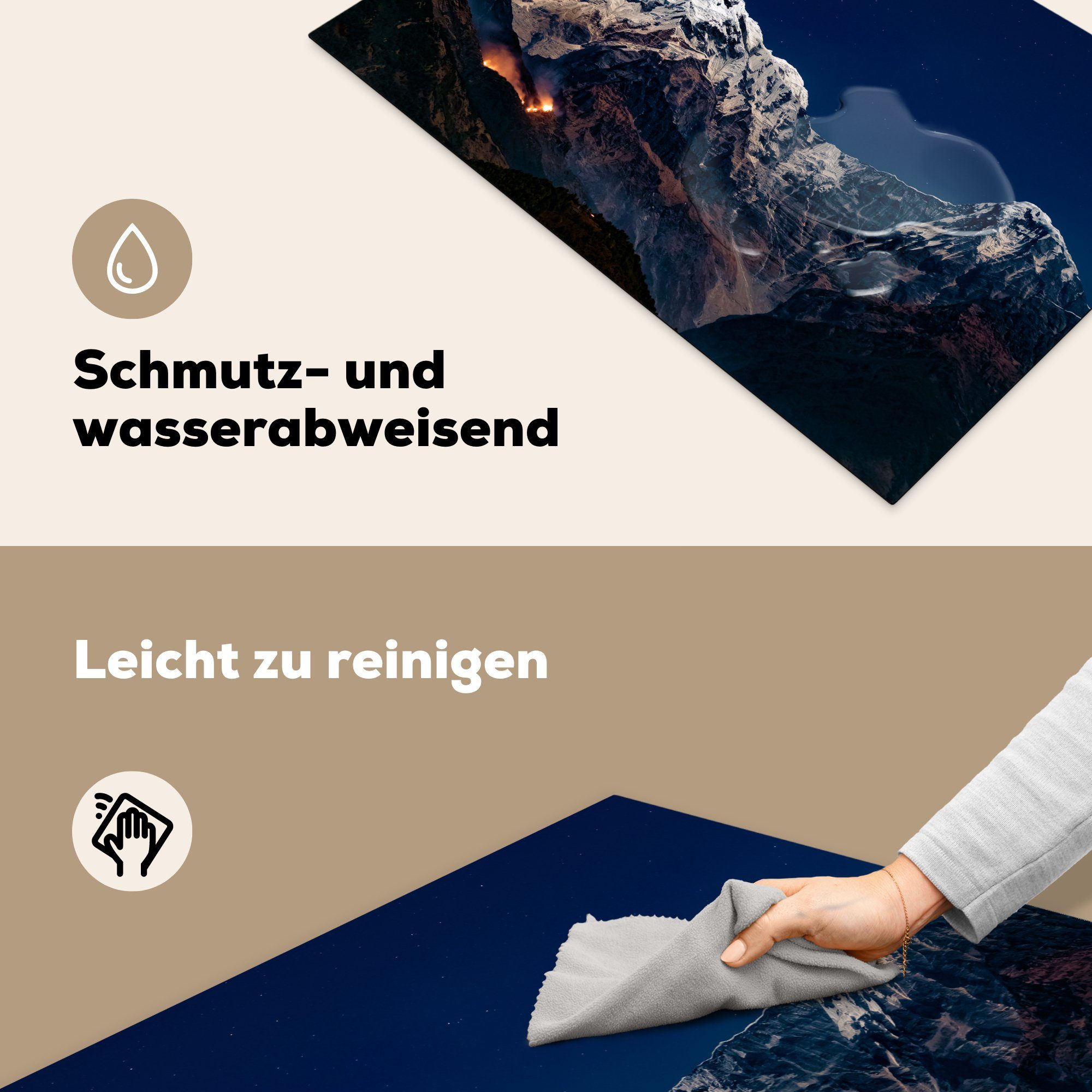 MuchoWow tlg), (1 Mond Herdblende-/Abdeckplatte Vinyl, Landschaft, 81x52 Schutz die küche, für cm, Ceranfeldabdeckung - - Berg Induktionskochfeld