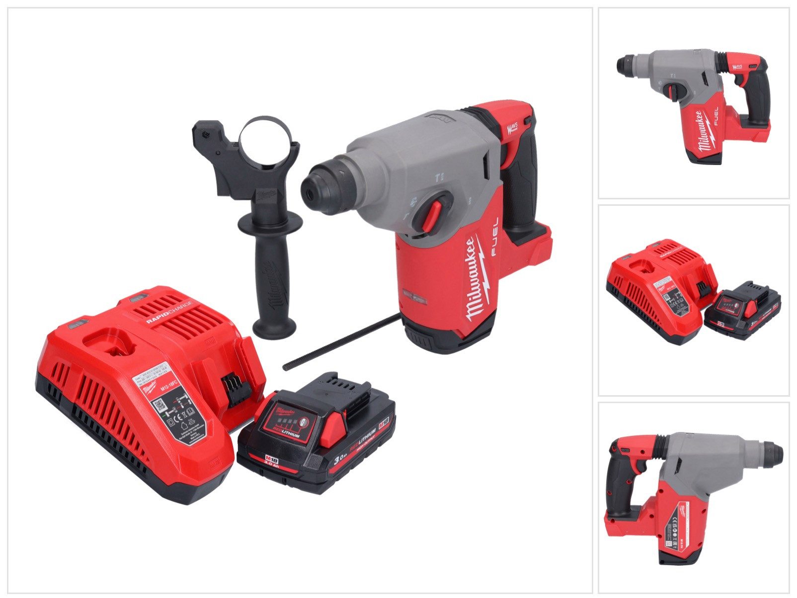 Milwaukee Schlagbohrmaschine M18 FH-301 Akku Bohrhammer 18 V 2,5 J SDS plus Brushless + 1x Akku 3