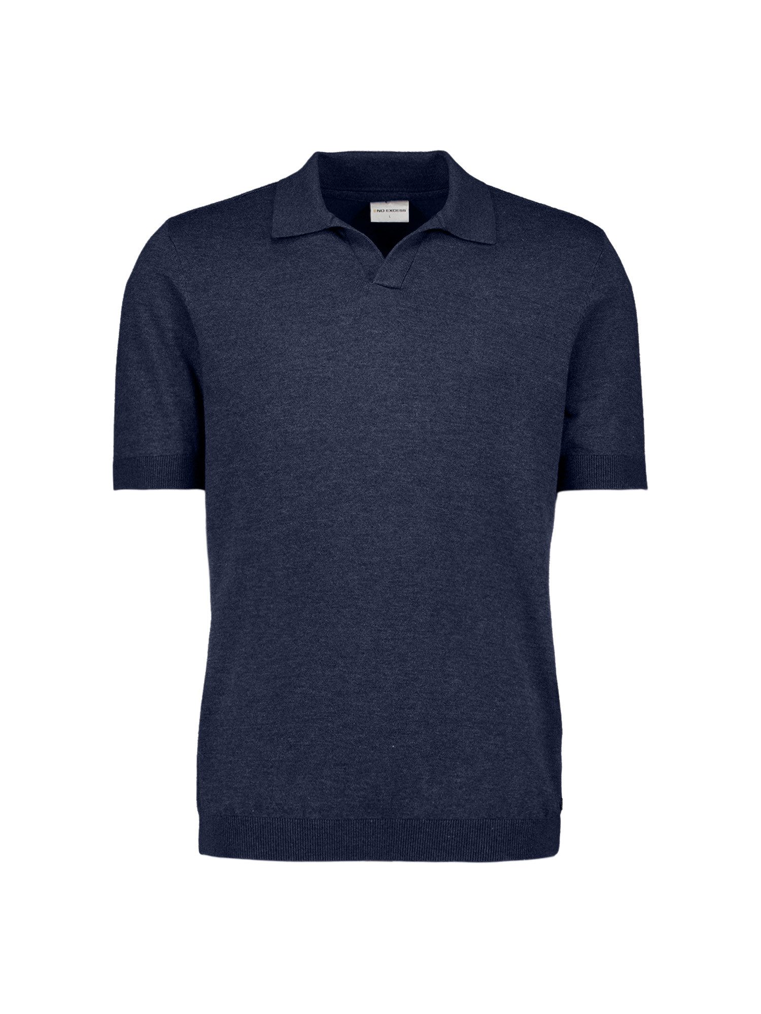 NO EXCESS Poloshirt Pullover Short Sleeve V-Polo Melang