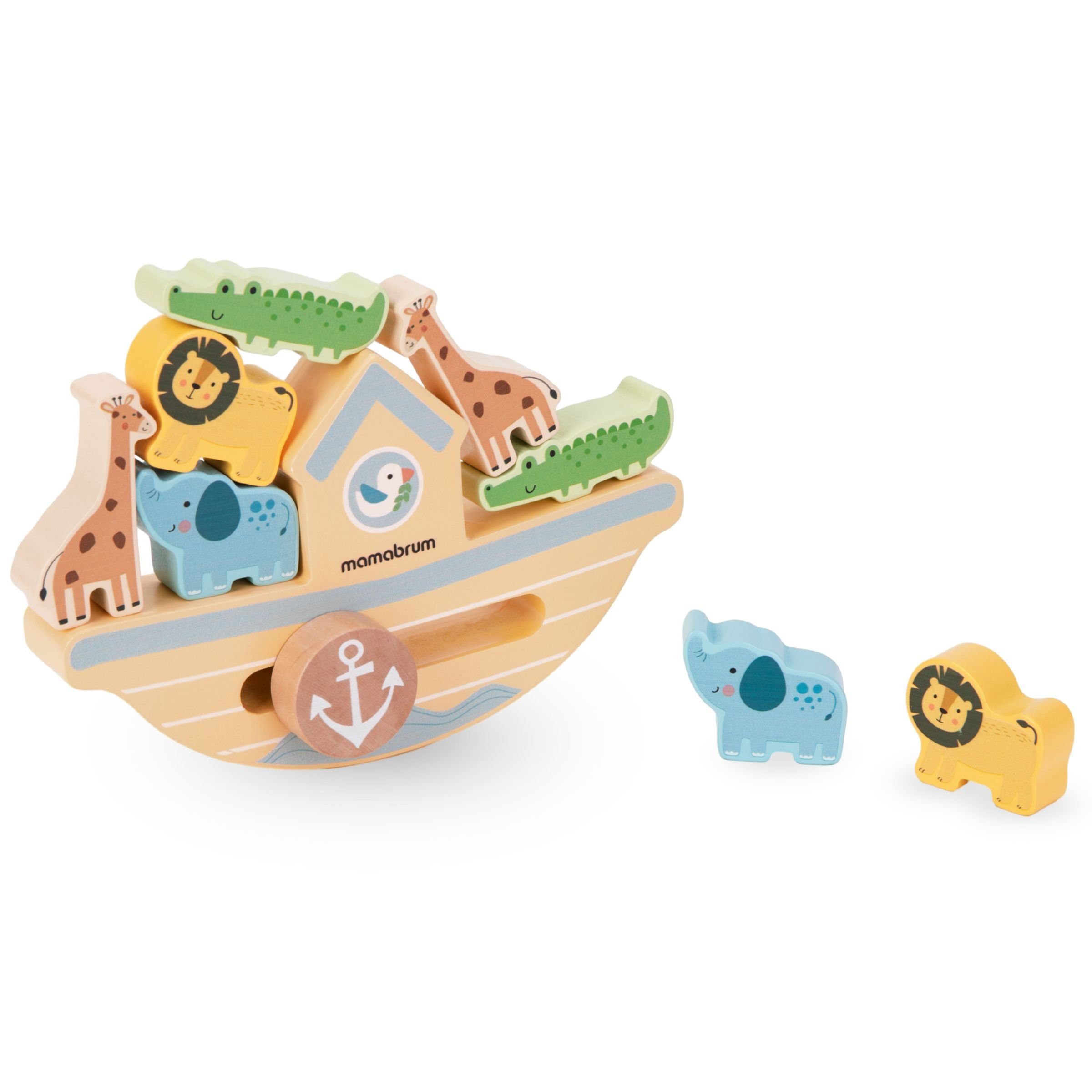 Holz Balancierboot Arkadespiel - Puzzle-Sortierschale aus Mamabrum
