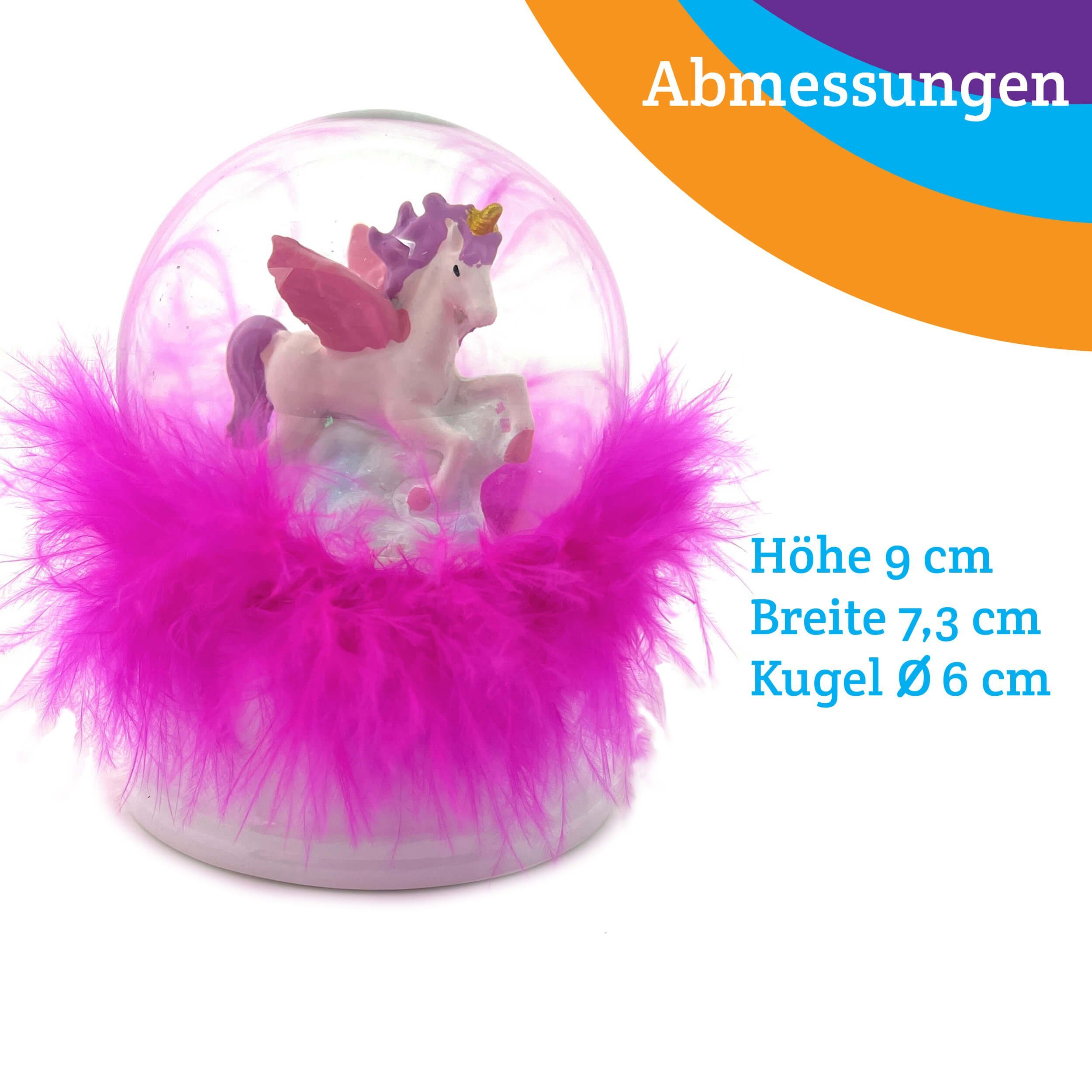 AMLI Schneekugel Einhorn Schneekugel mit Glitzer, Snowglobe Glitzerkugel Unicorn mit Licht