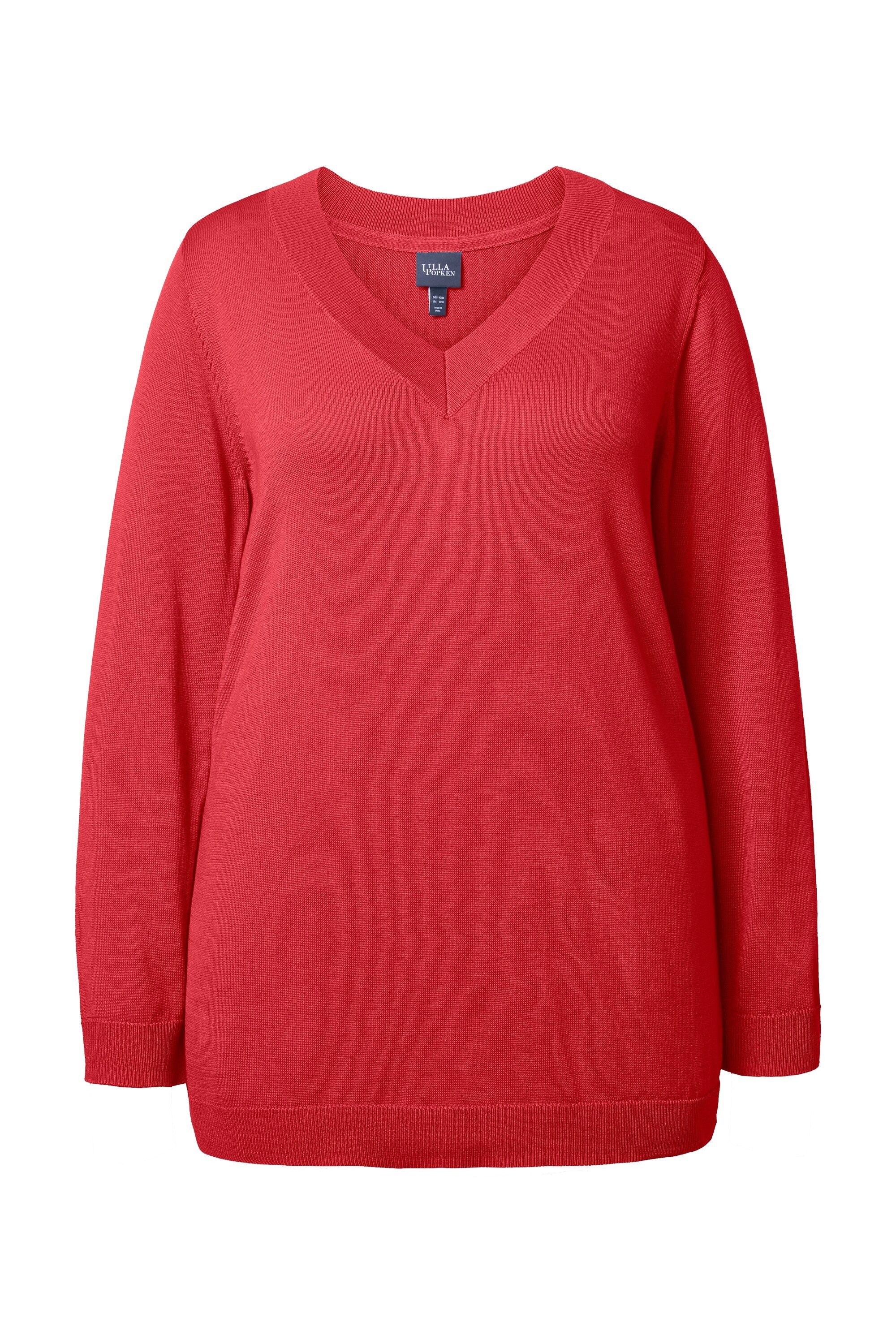 Ulla Popken Strickpullover Pullover V-Ausschnitt Langarm günstig online kaufen