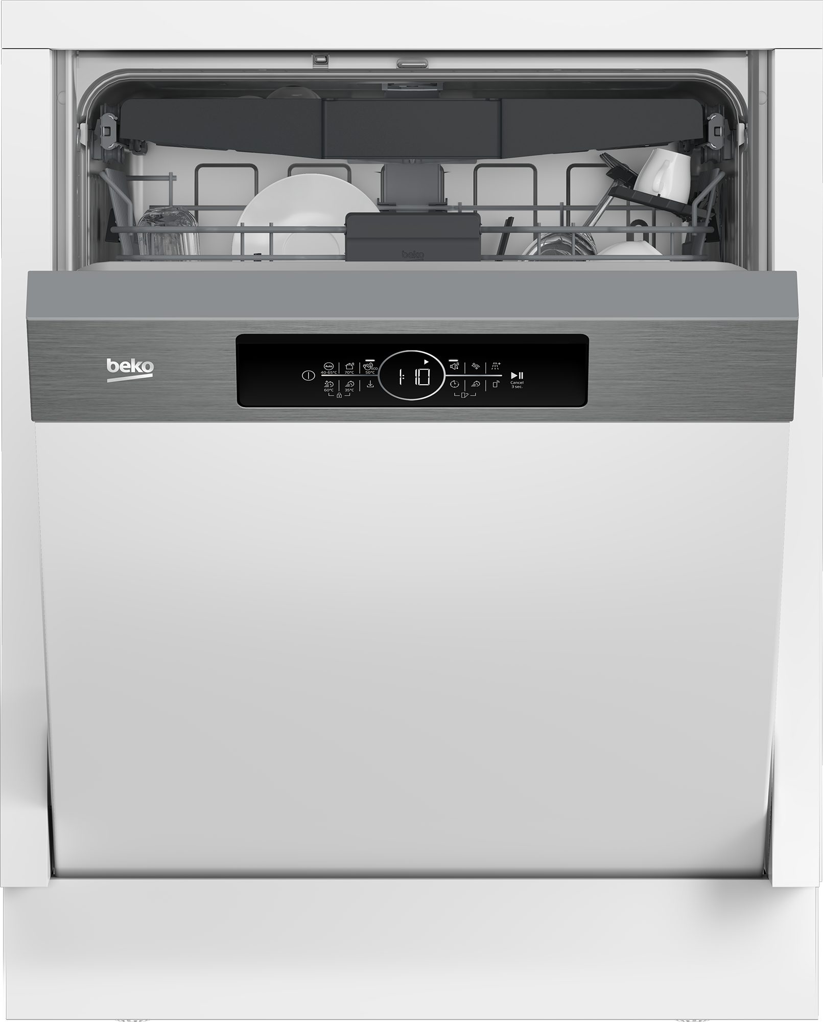 BEKO teilintegrierbarer Geschirrspüler BDSN16R46W, 9,5 l, 15 Maßgedecke, Quick&Shine – schnelle Reinigung mit optimaler Trocknung