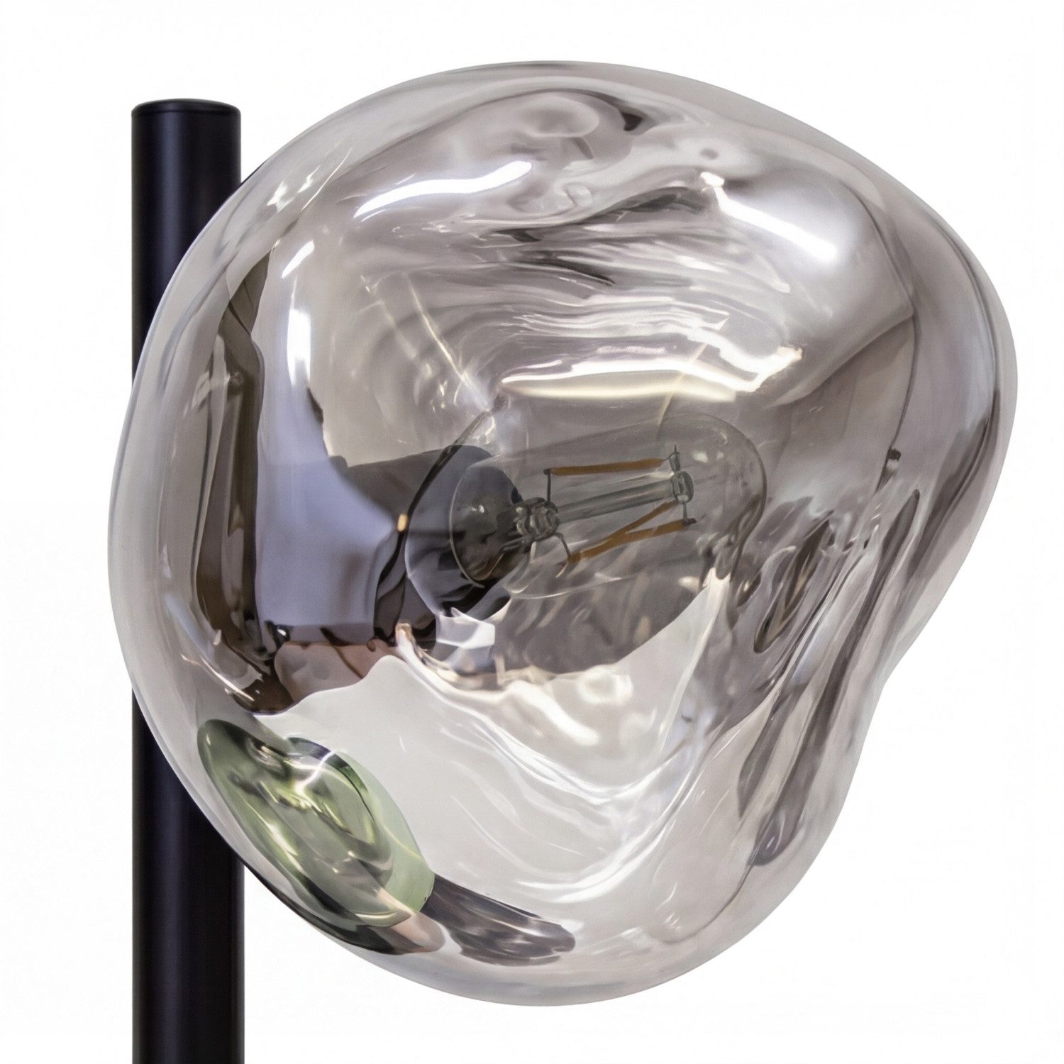 Licht-Erlebnisse Tischleuchte CLONLINA, ohne Leuchtmittel, Glas Weiß Grün Metall E14 40 cm Lava-Glas verspiegelt Schlafzimmer – Bild 4 von 5