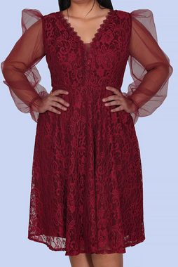 Modabout Abendkleid Damen-Midikleid in Übergröße mit Spitzendetail – NELB0588D5150BRD (1-tlg)