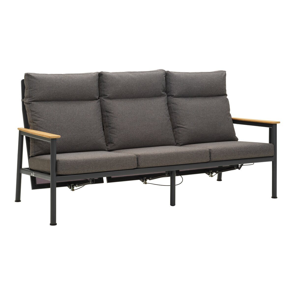 Brafab Gartensofa, Stufenlos verstellbare, hohe Rückenlehnen, Armlehnen aus Teakholz