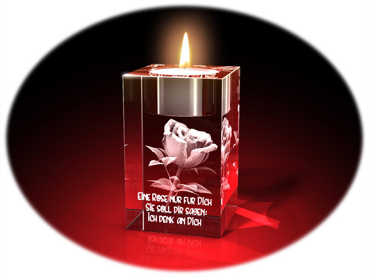 GLASFOTO.COM Teelichthalter Valentinstag, Rose + Ich denk an dich günstig online kaufen